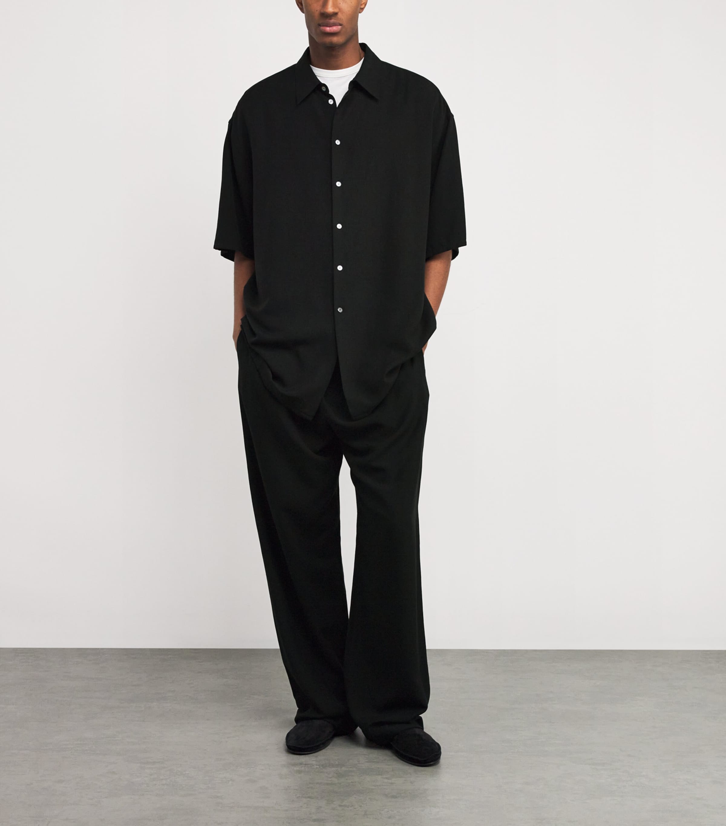The Row Black Rodolfo Cotton-Silk Shirt | Harrods US