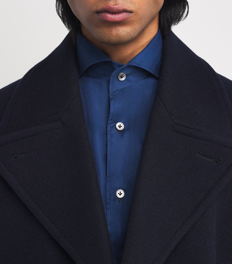 Cotton Herringbone Shirt NAVY Image 6