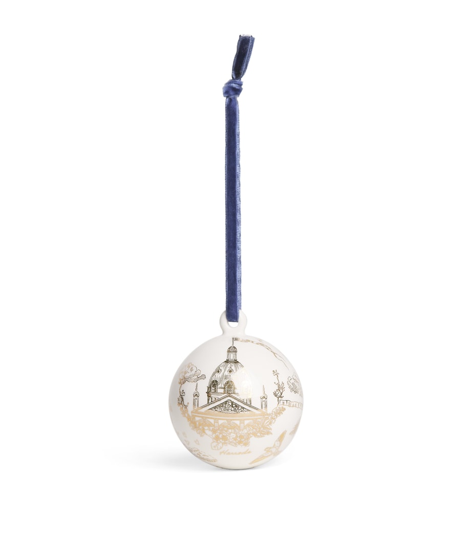 Harrods Ceramic Gold Toile Print Bauble Image 1