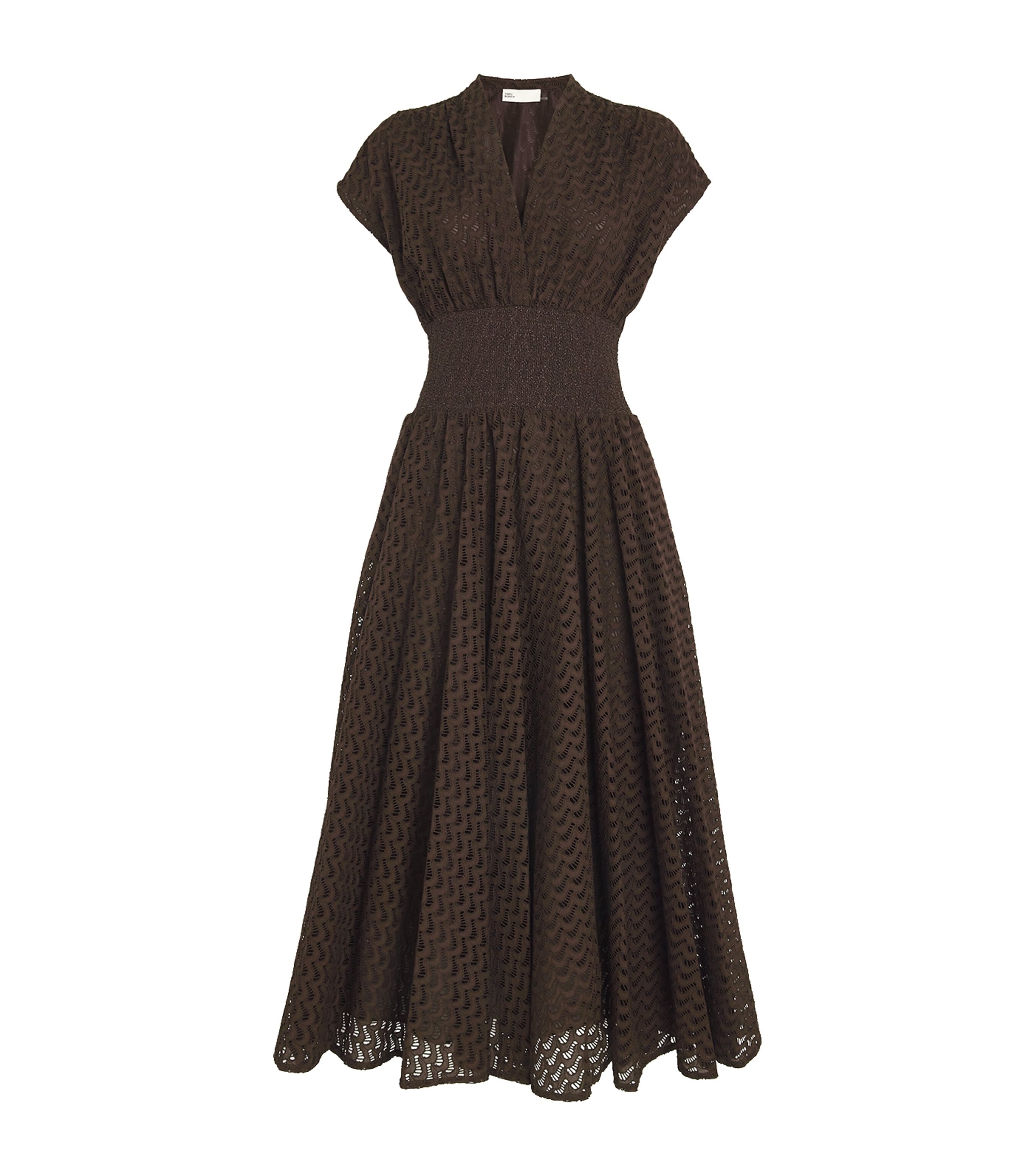 Shop Tory Burch Broderie Anglaise Midi Dress In Brown