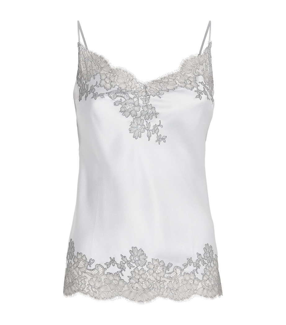 Carine Gilson Womens Silk Cérès Lace Camisole Silvergrey Image 1