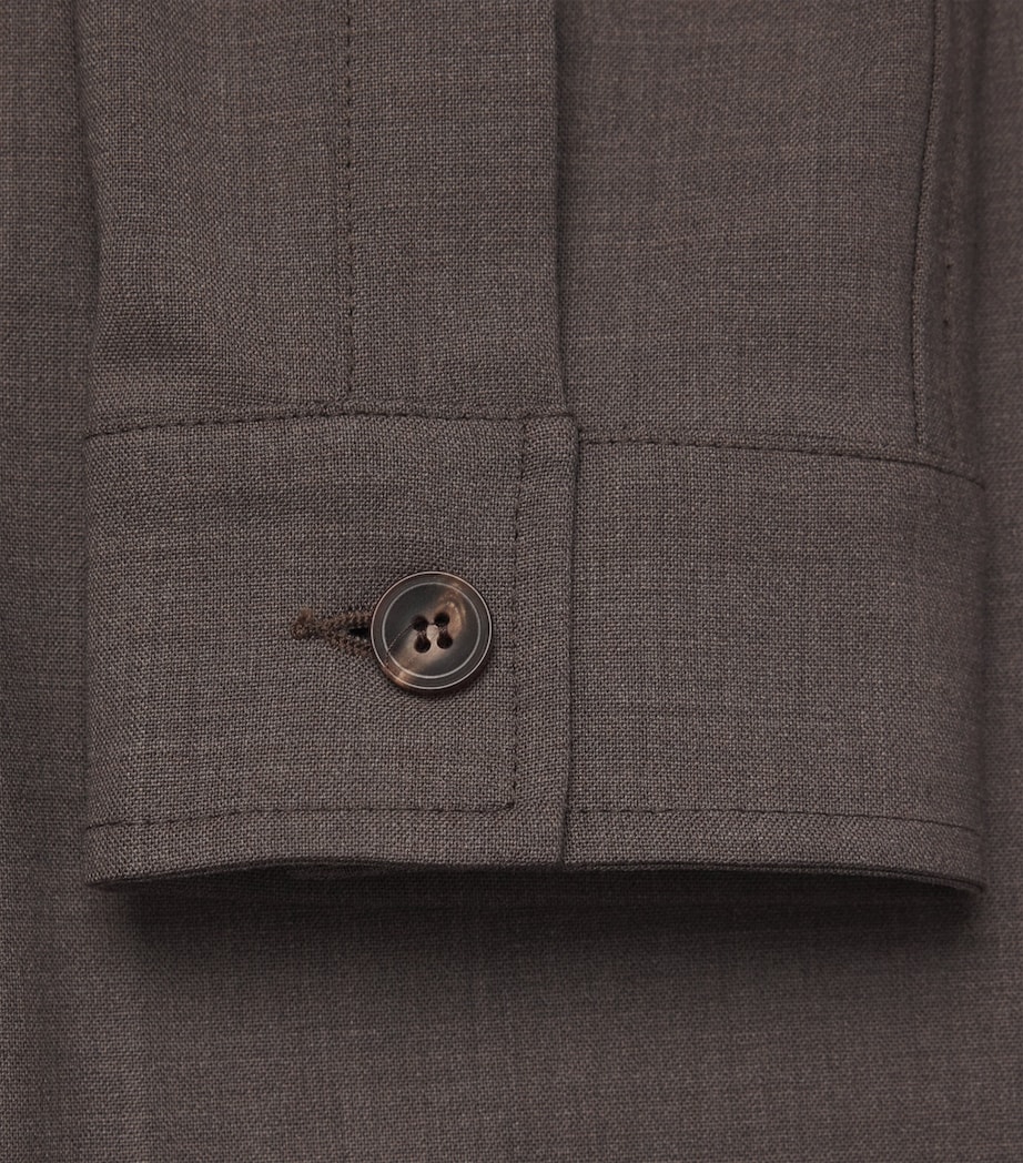 Marco Pescarolo Mens Stretch-Wool Avi Shacket Taupe Image 6