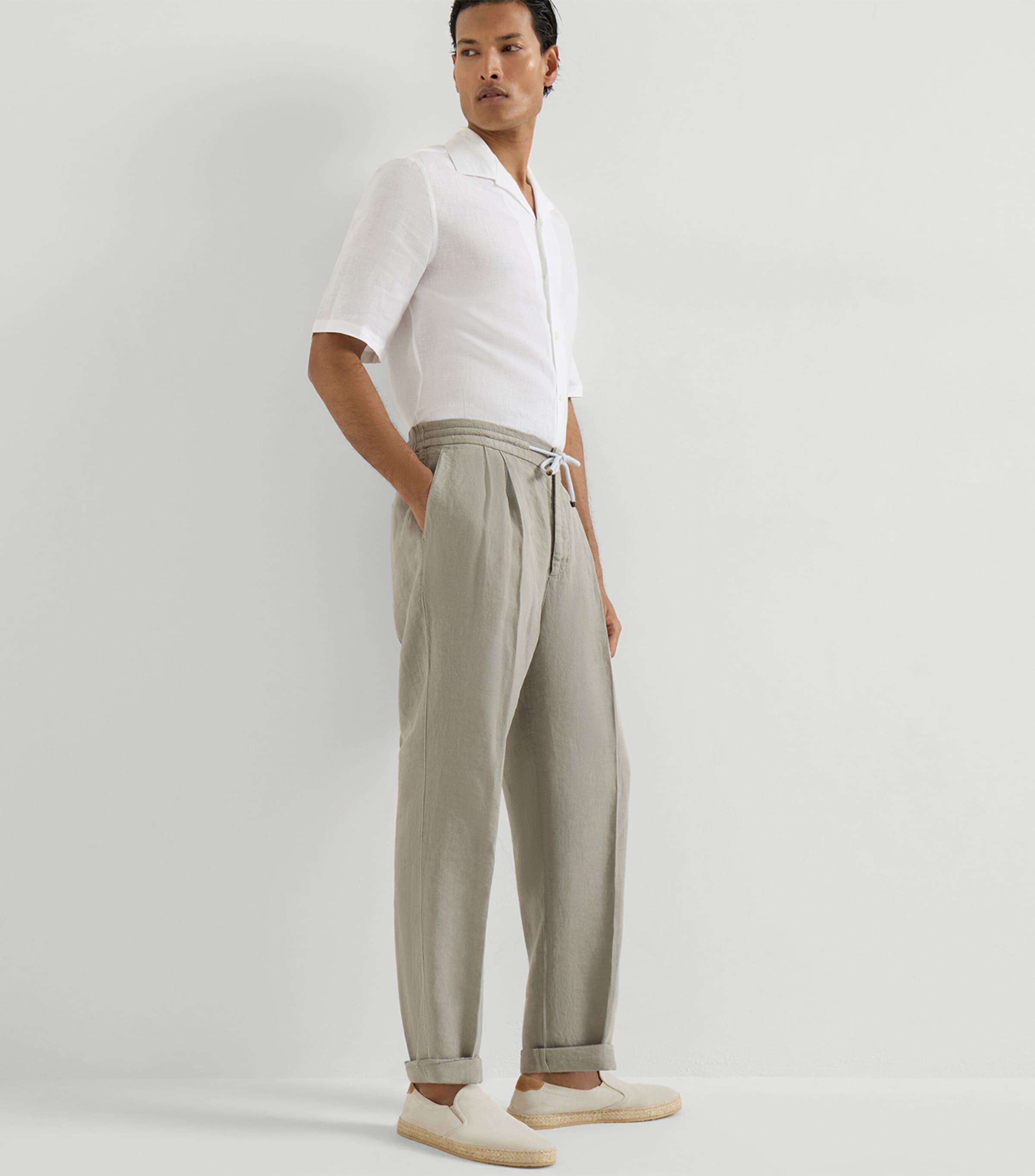 Brunello Cucinelli Mens Linen Gabardine Trousers Image 4