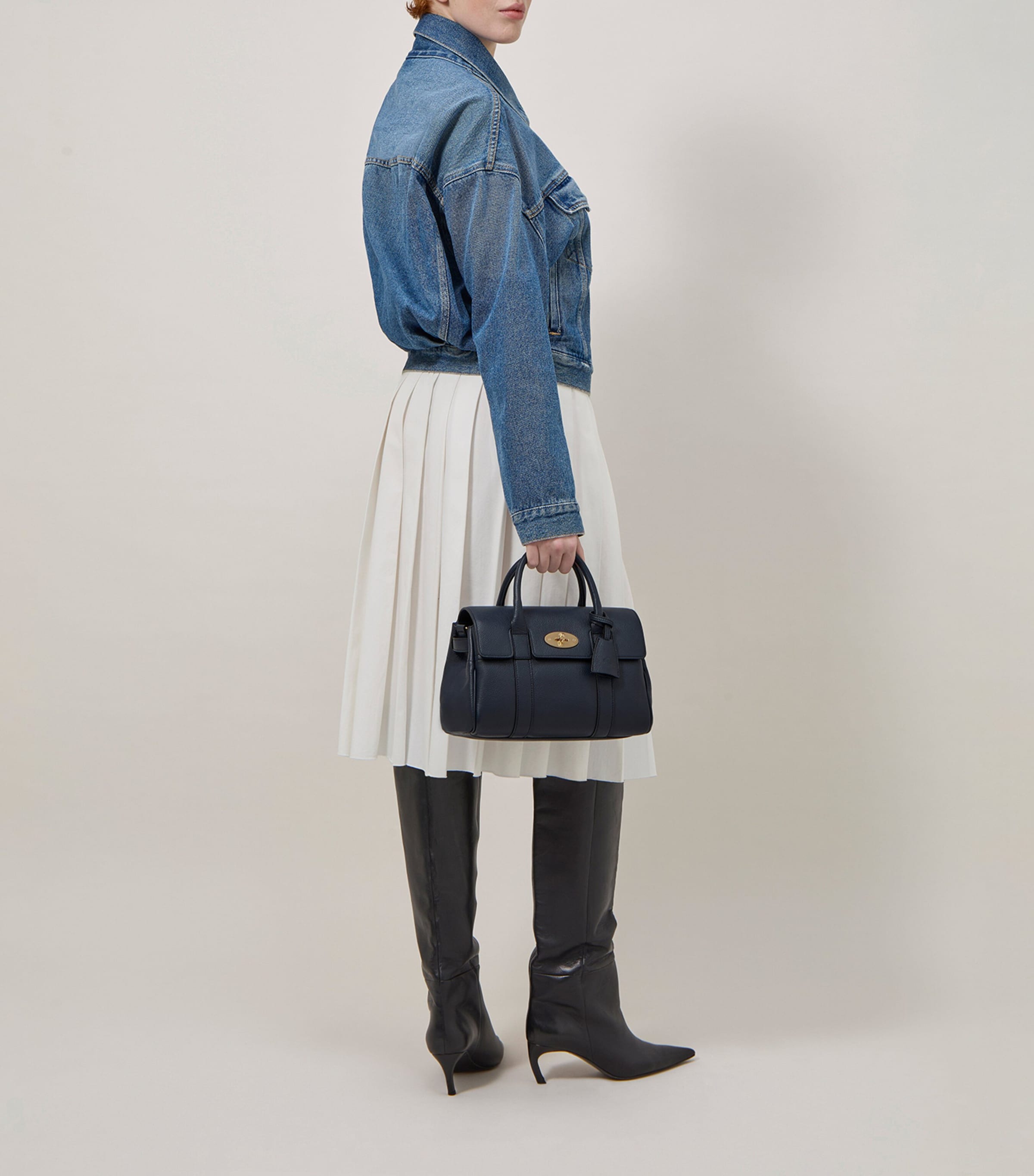 Mulberry Small Leather Bayswater Satchel Bag Night Sky Image 2