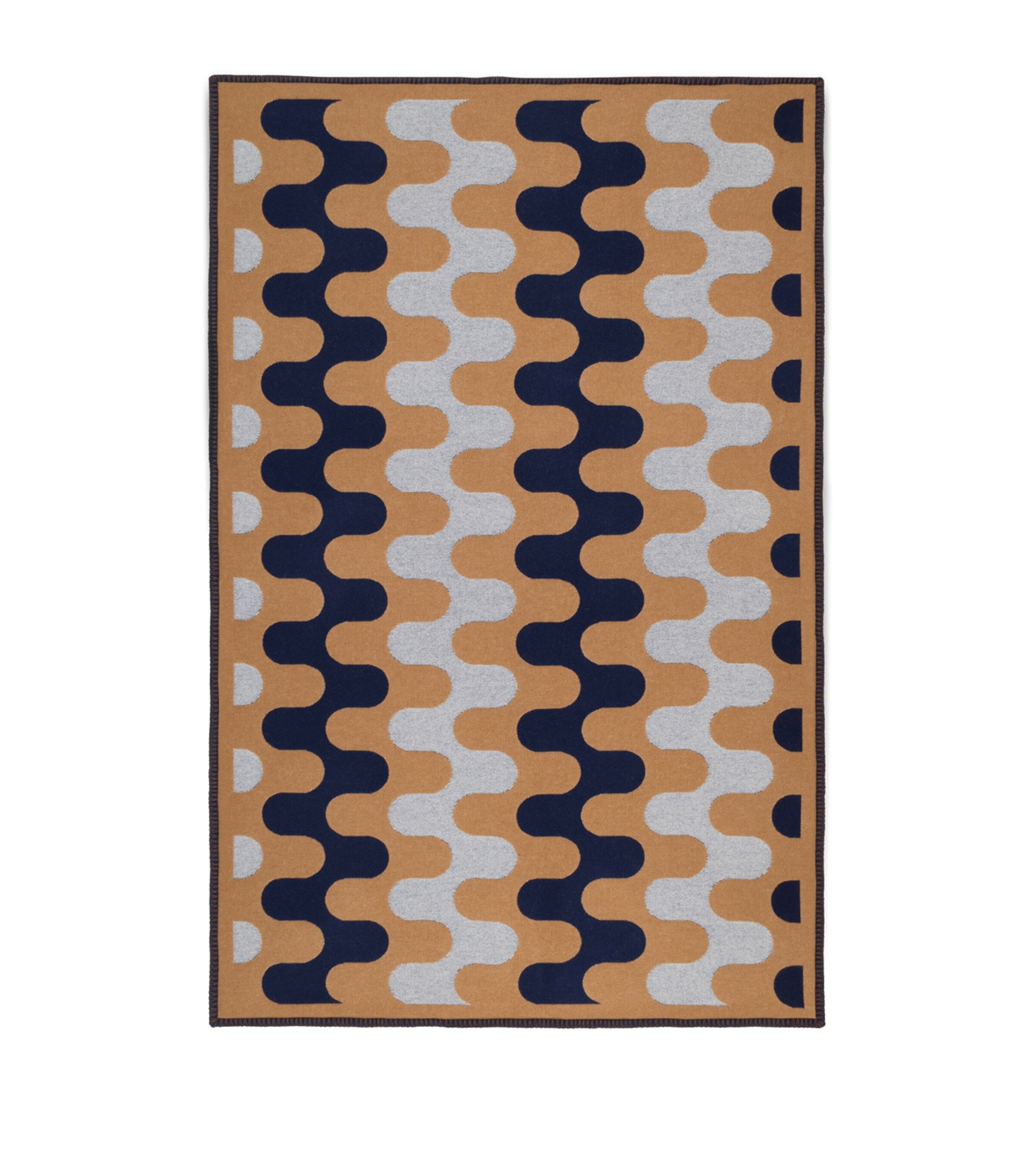 Frette Wool Modernism Throw (135cm x 220cm) Blue/tan Image 2