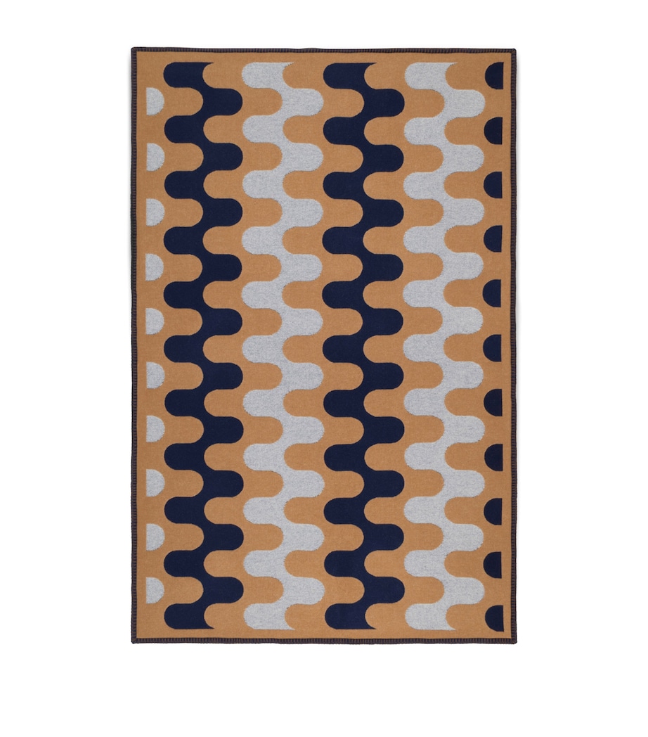 Wool Modernism Throw (135cm x 220cm) 8E29 - BLUE/TAN Image 2