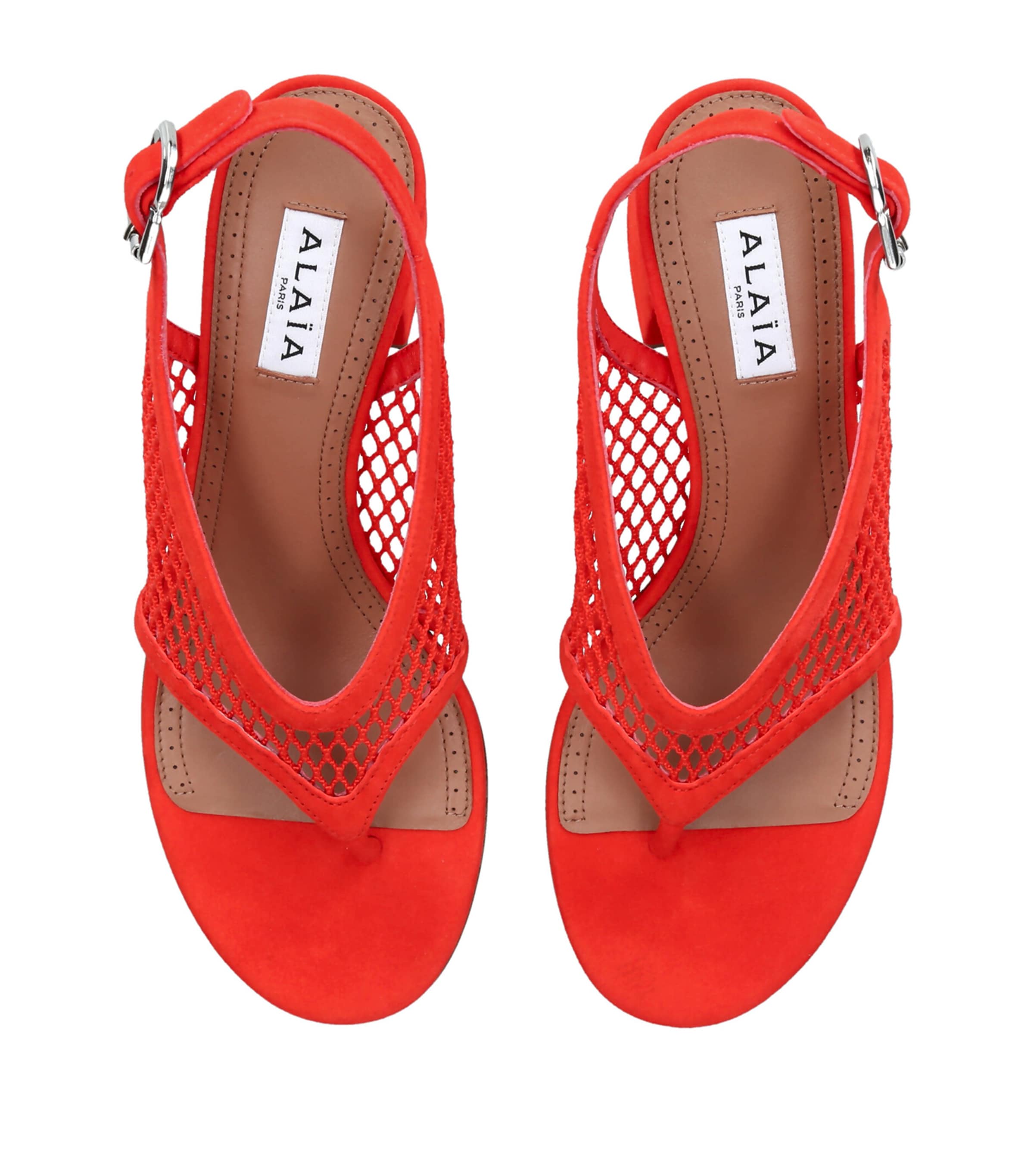 Alaïa Patent Leather Fishnet Sandals 55 Orange Image 4