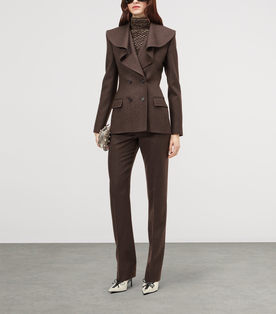 McQueen Womens Wool Pinstripe Double-Breasted Blazer Image 2