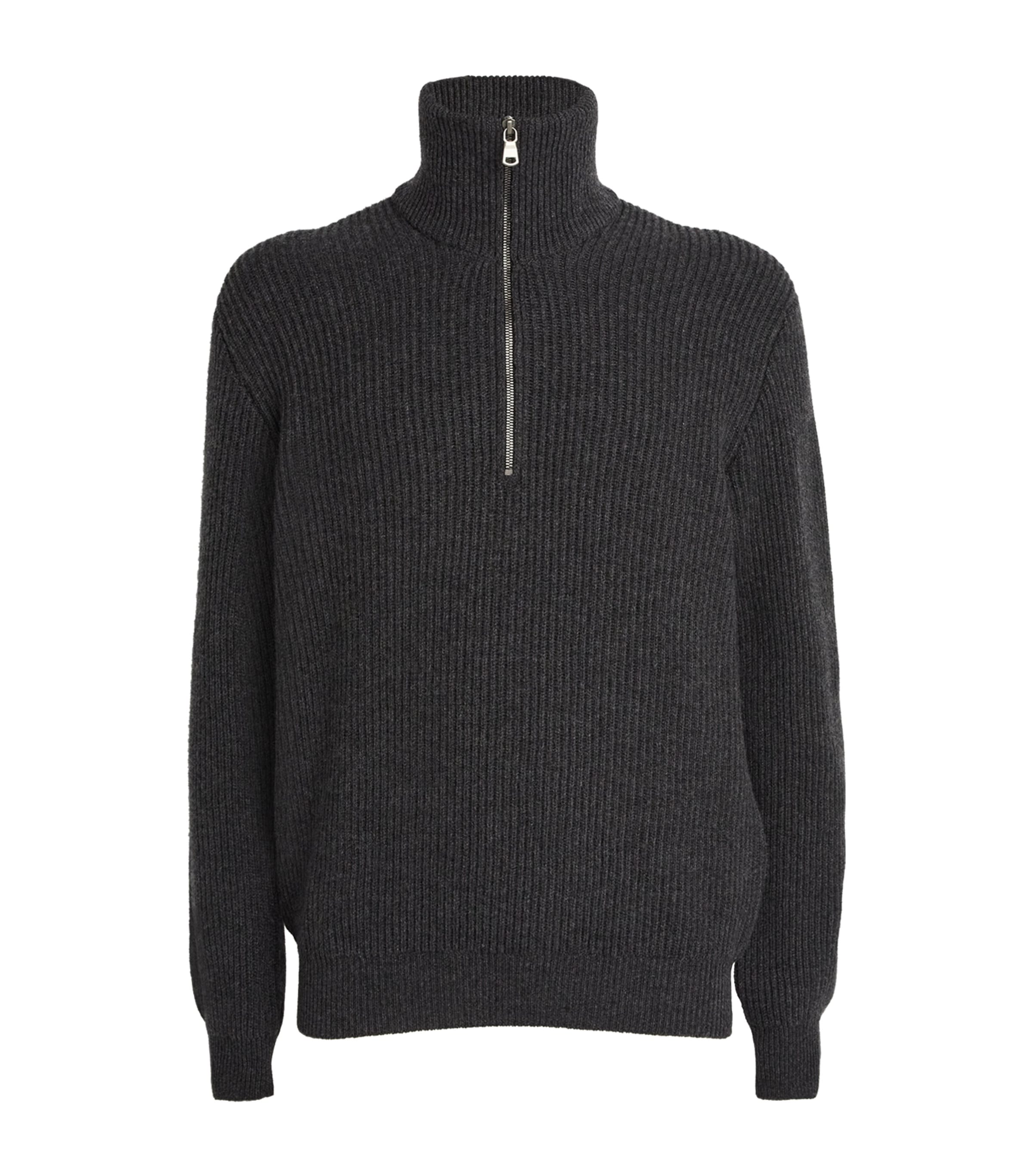 Shop Johnstons Of Elgin Cashmere Half-zip Sweater In Grey