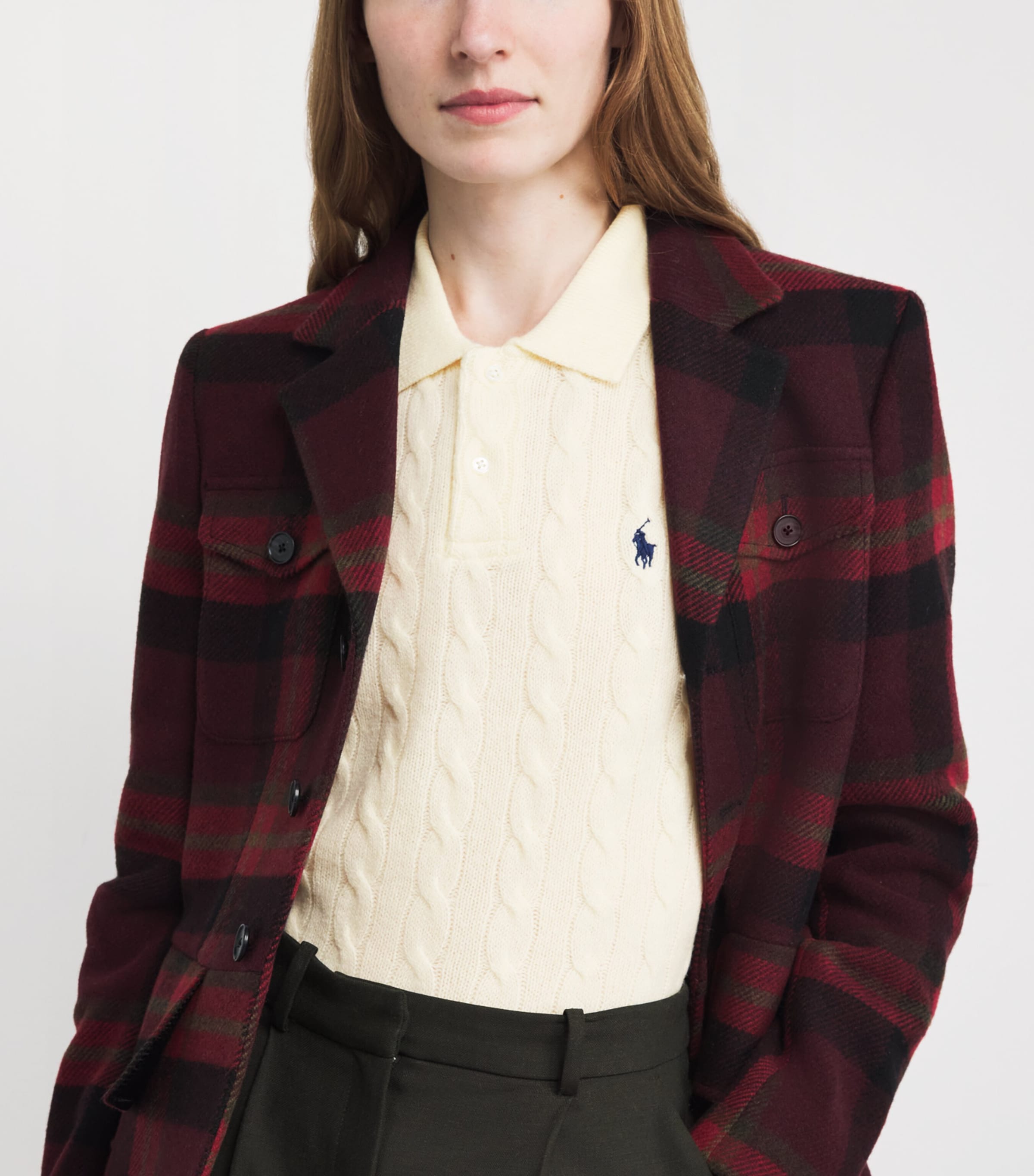 Wool-Cashmere Cable-Knit Polo Sweater AUTHENTIC CREAM Image 6