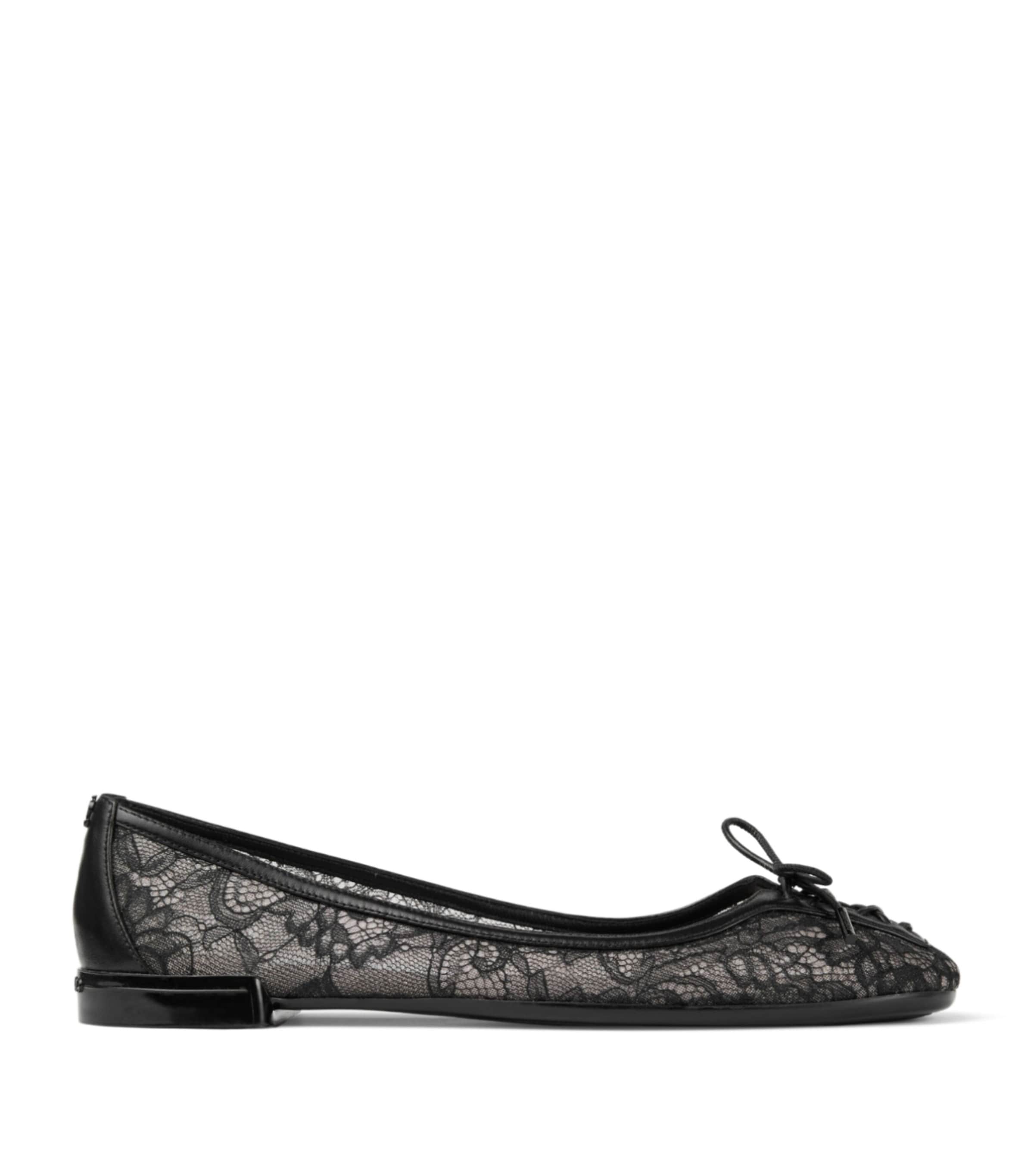 Jimmy Choo Womens Scarlett Lace Ballet Flats Black/black Image 1