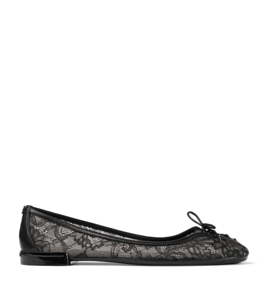 Jimmy Choo Womens Scarlett Lace Ballet Flats Black/black Image 1