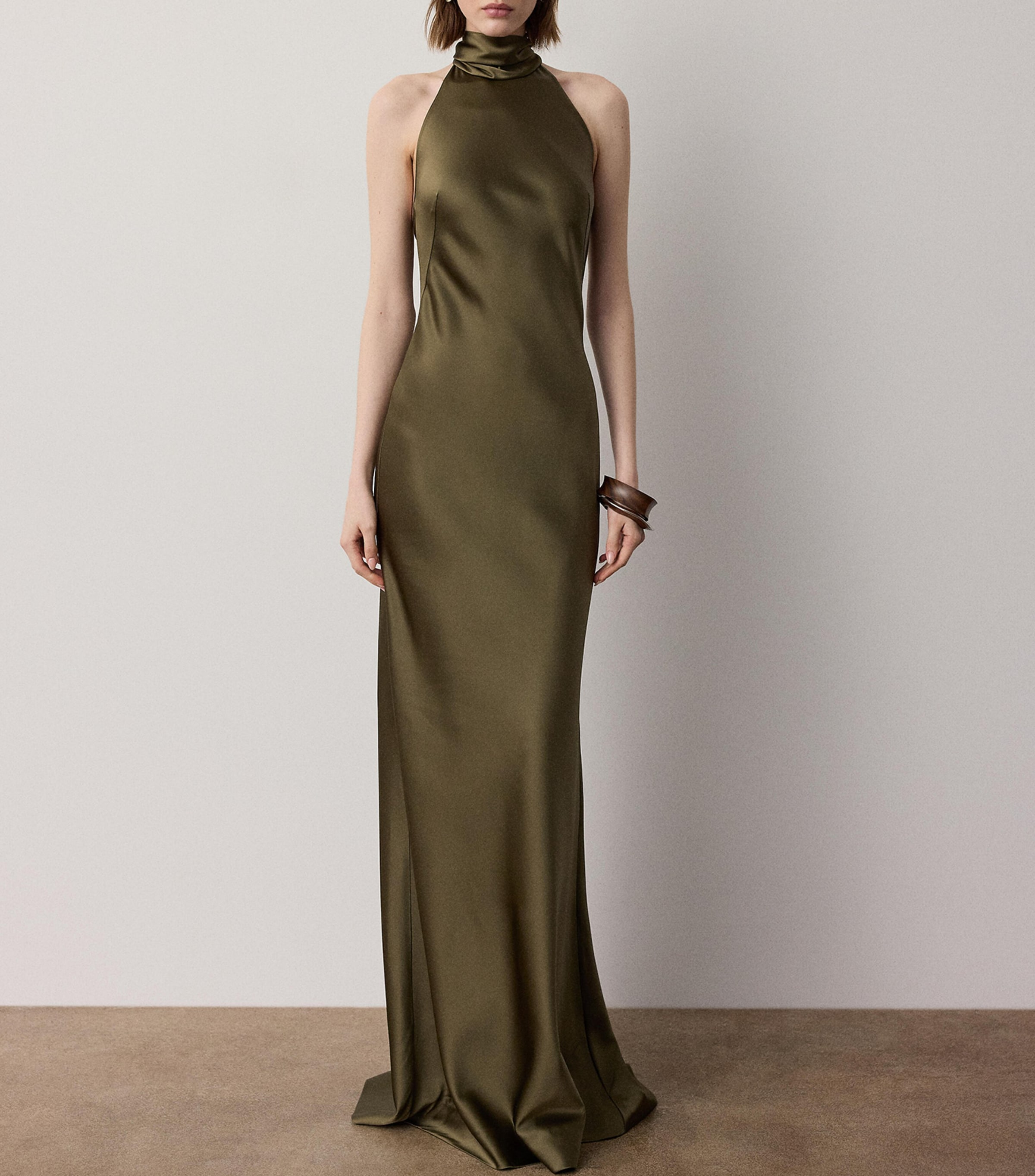 Ralph Lauren Collection Womens Satin Chilton Maxi Dress Cypress Image 2