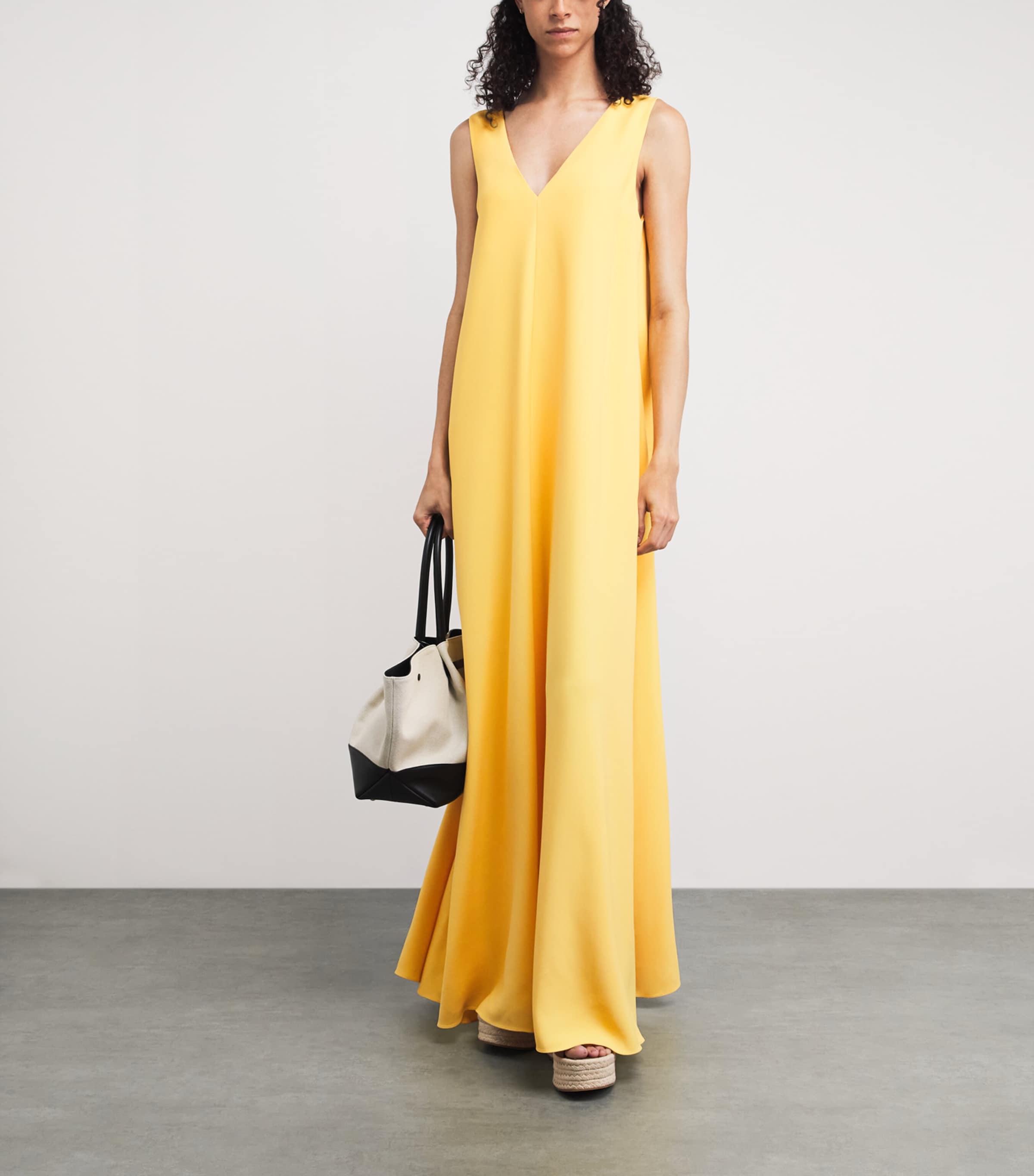 Lafayette 148 Womens Crepe V-Neck Maxi Dress Daisy Daisy Image 2