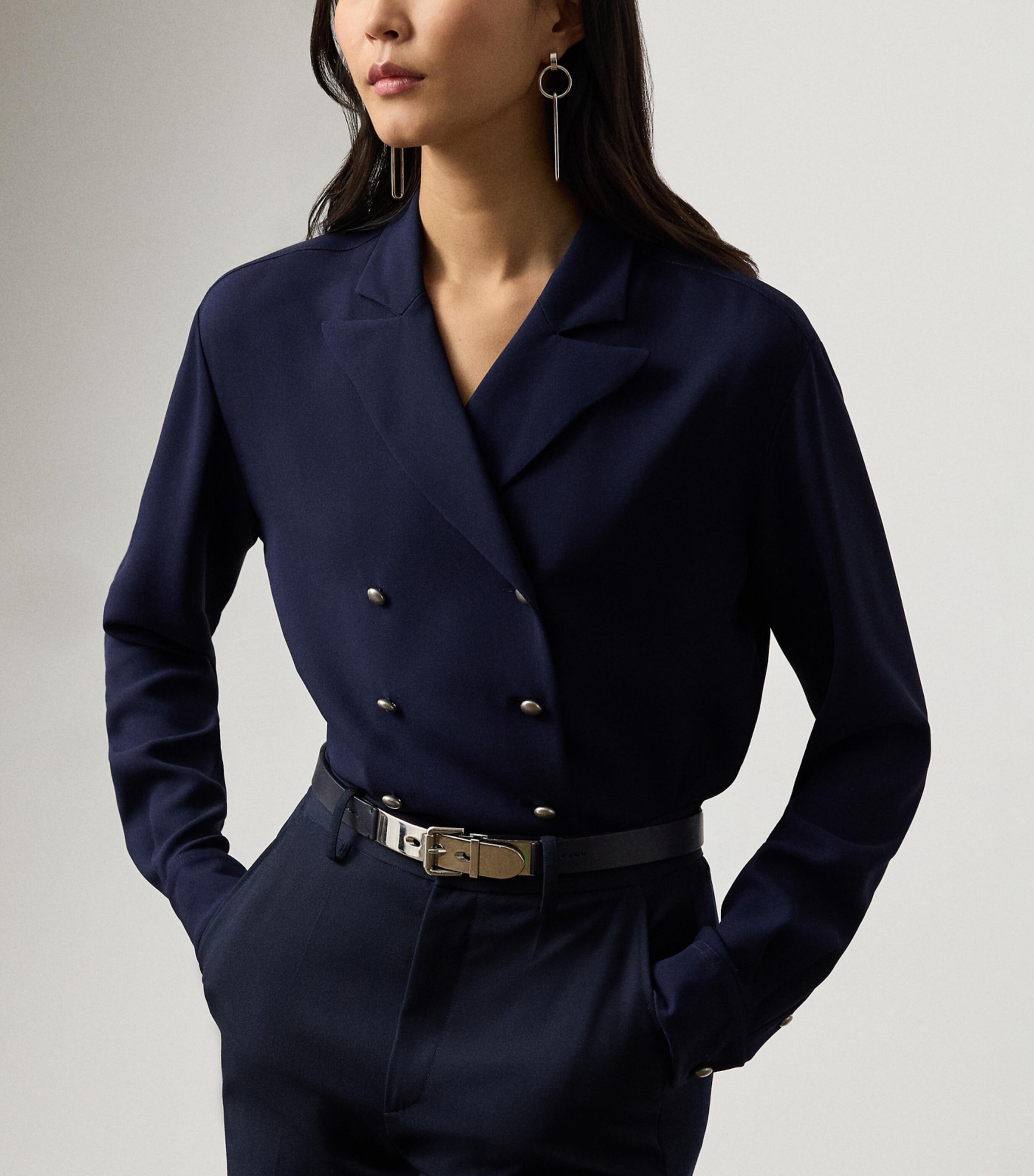 Silk Cady Terrel Shirt NAVY-410 Image 4