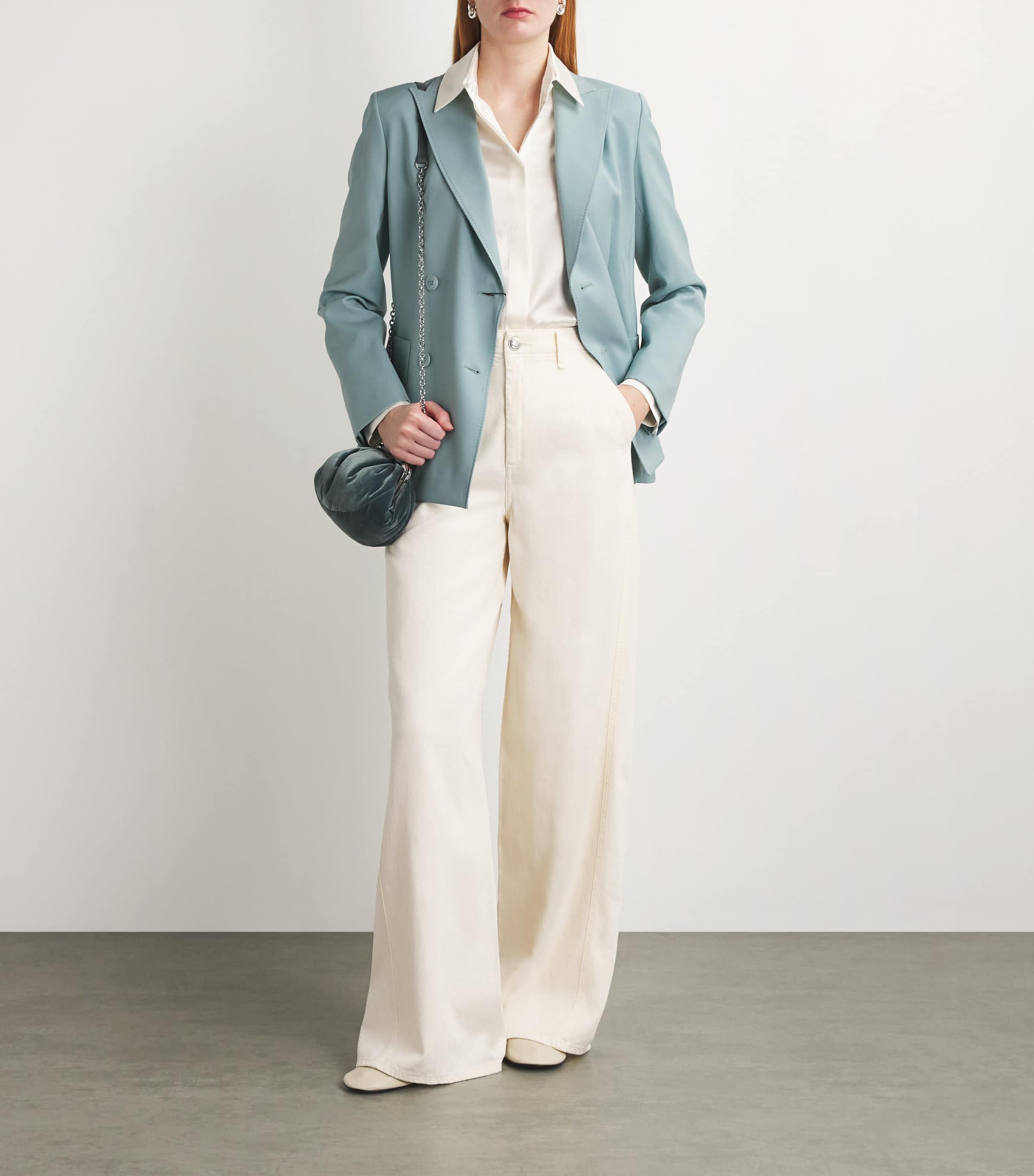 Wool Double-Breasted Blazer PASTEL GREEN Image 2