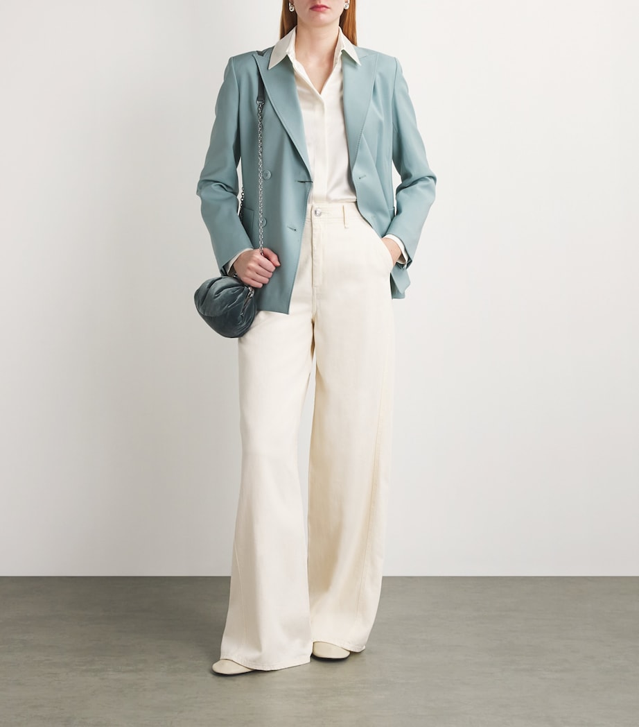 Wool Double-Breasted Blazer PASTEL GREEN Image 2