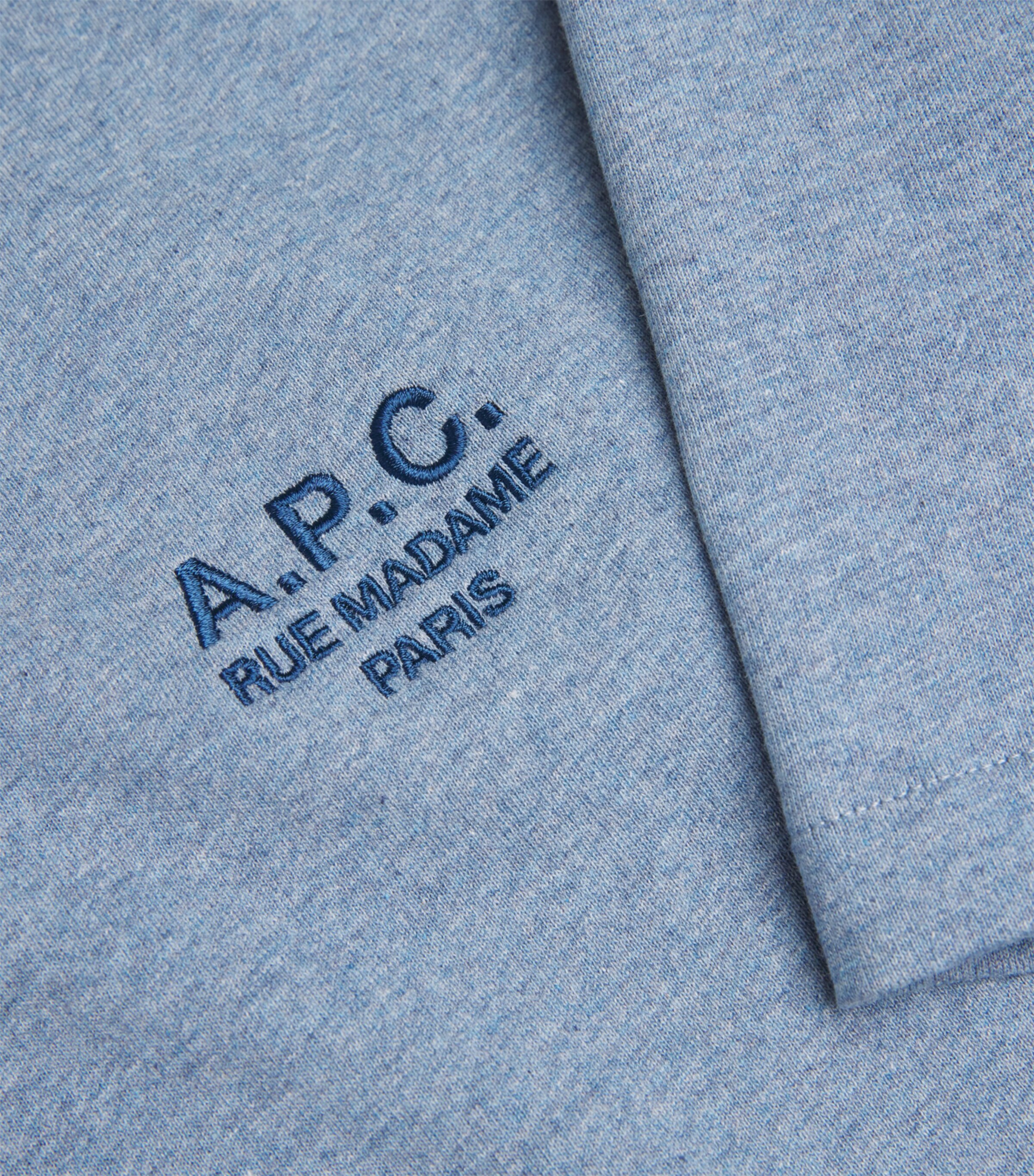 A.P.C. Mens Cotton Logo T-Shirt Bleu Gris Chine/bleu Image 5