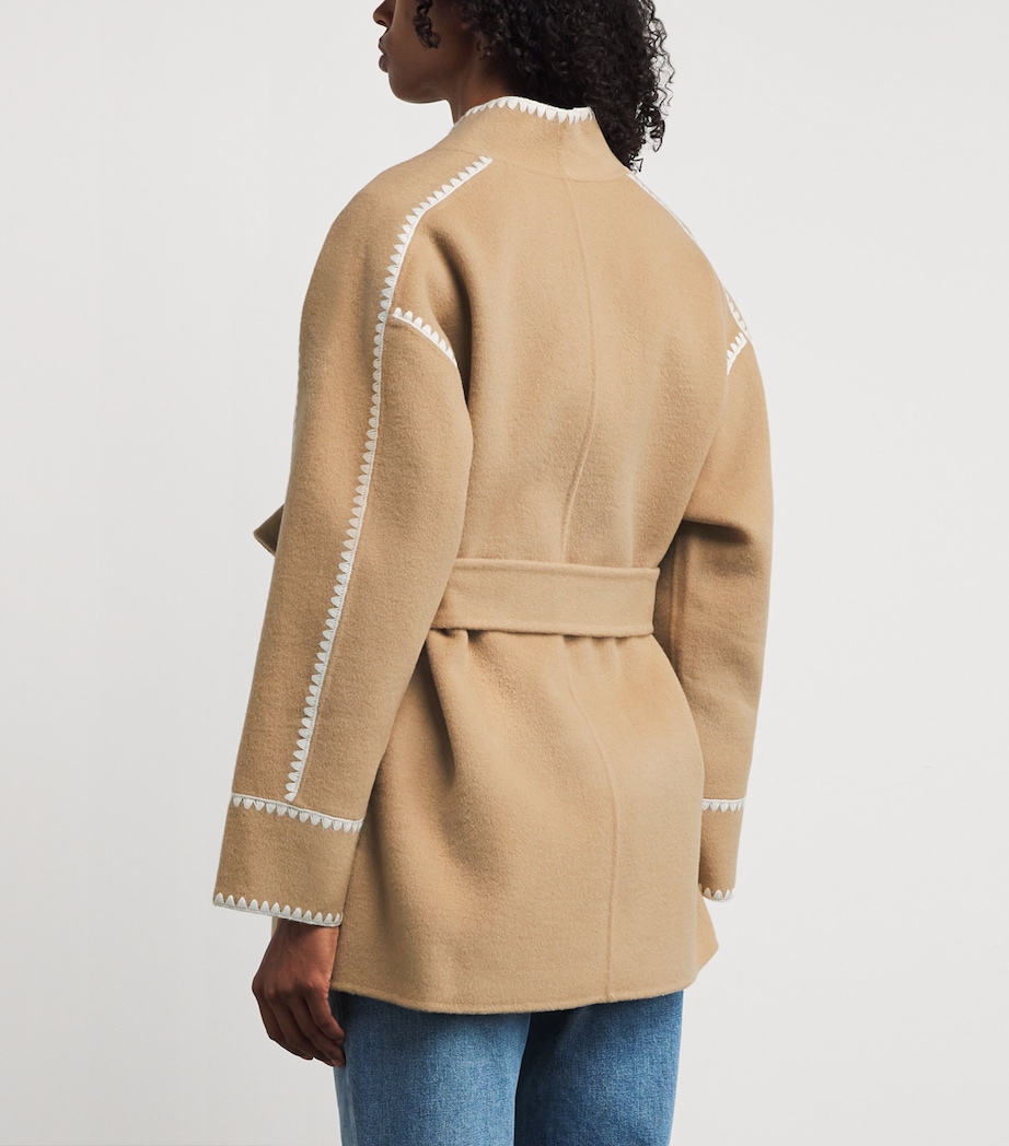Wool-Blend Pinked-Trim Coat CAMEL Image 4