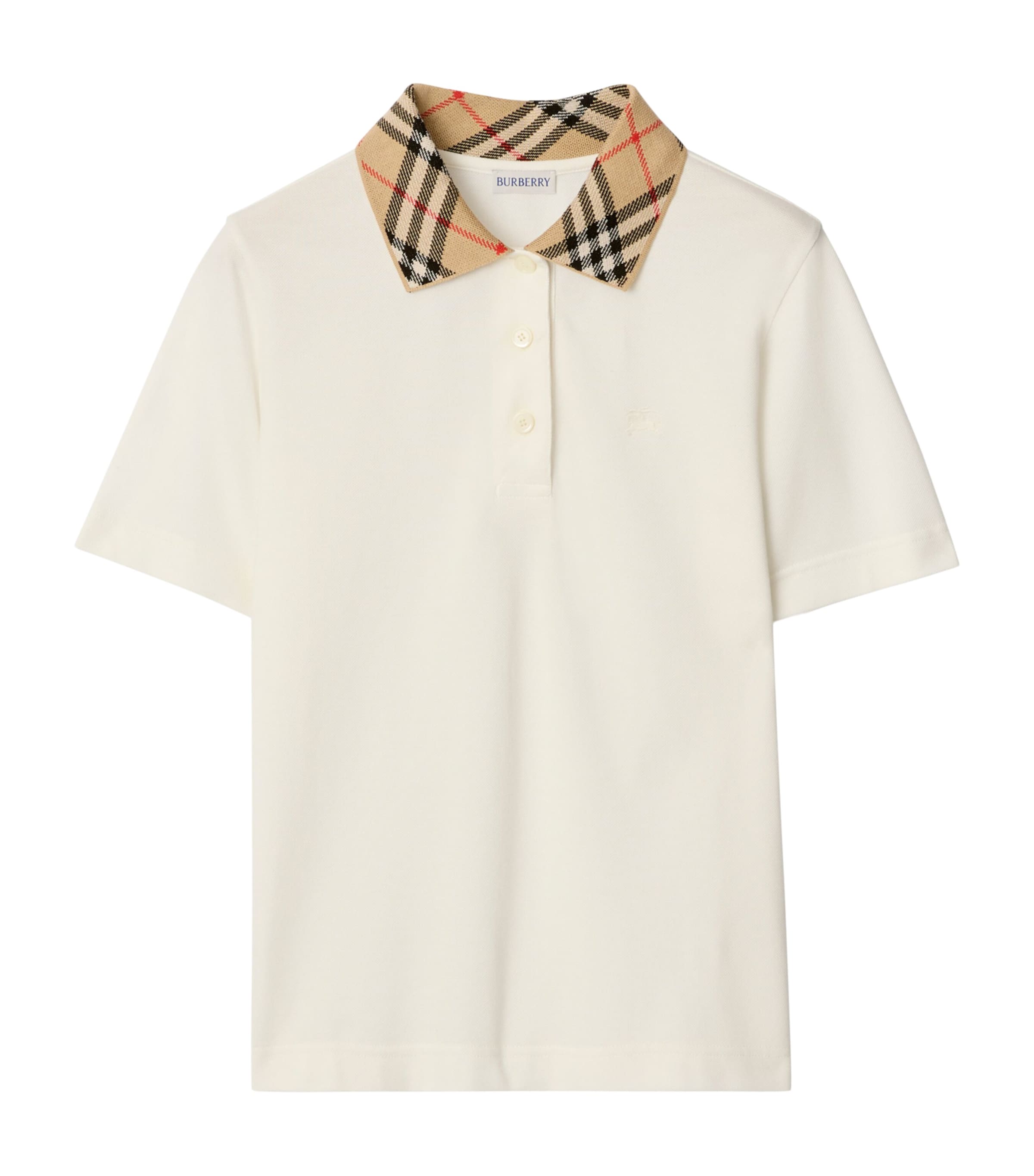 Cotton Check-Collar Polo Shirt CHALK Image 1