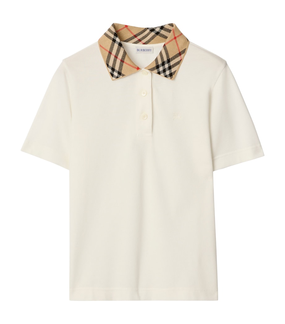 Cotton Check-Collar Polo Shirt CHALK Image 1