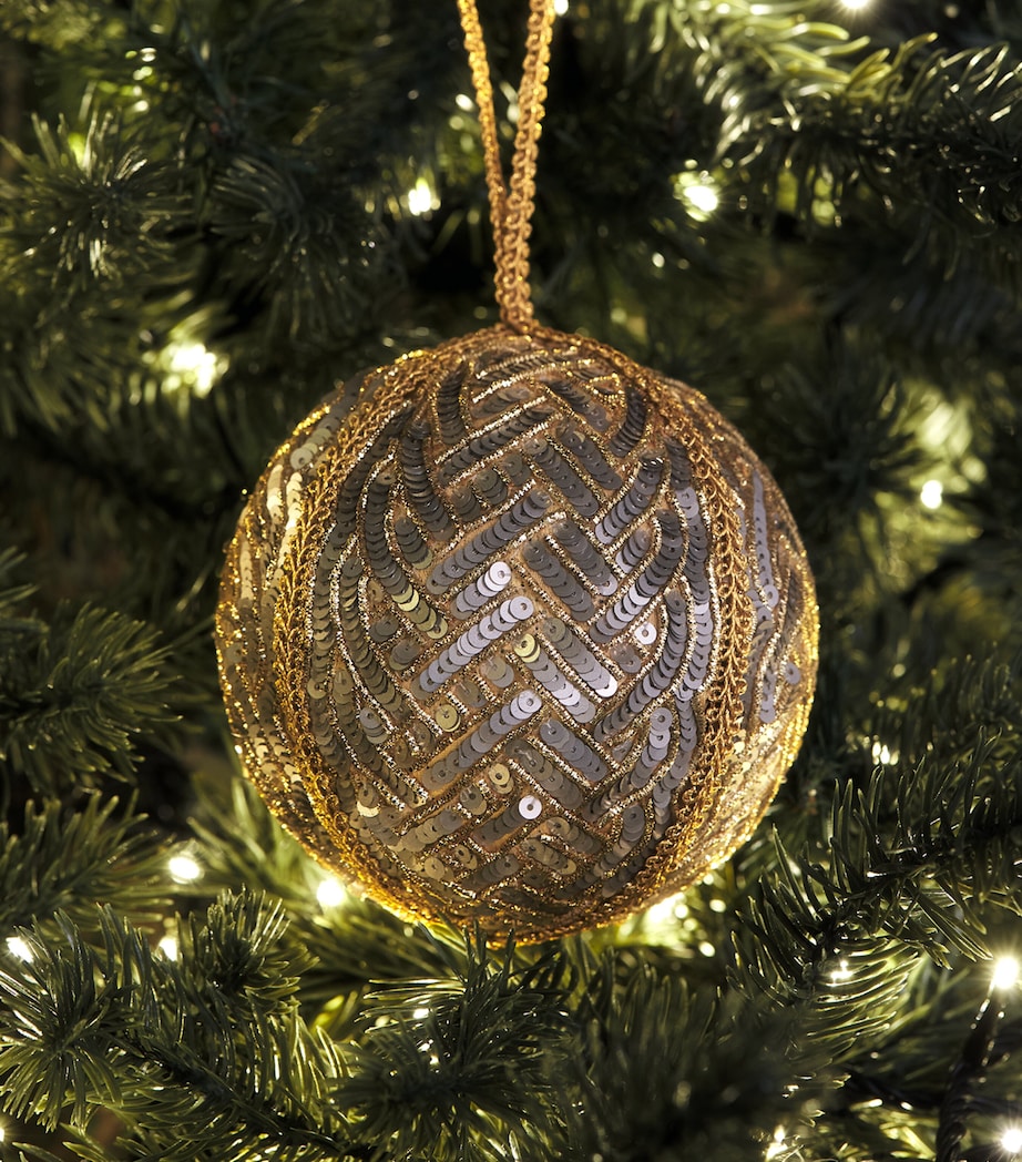 Harrods Sequinned Lace Bauble Silver/gold Image 3