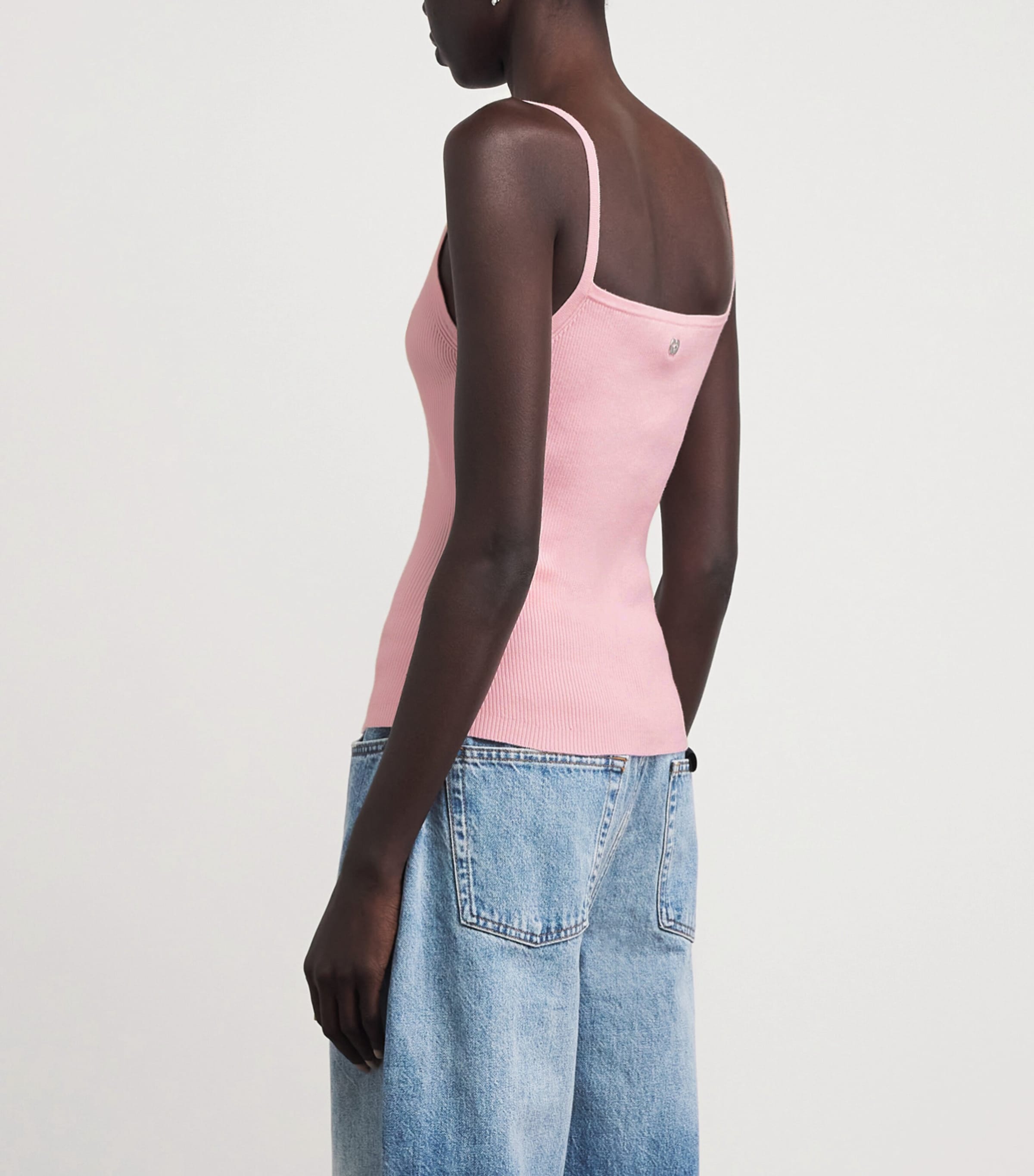 Maje Womens Cotton-Blend Rib-Knit Tank Top Pink Image 5