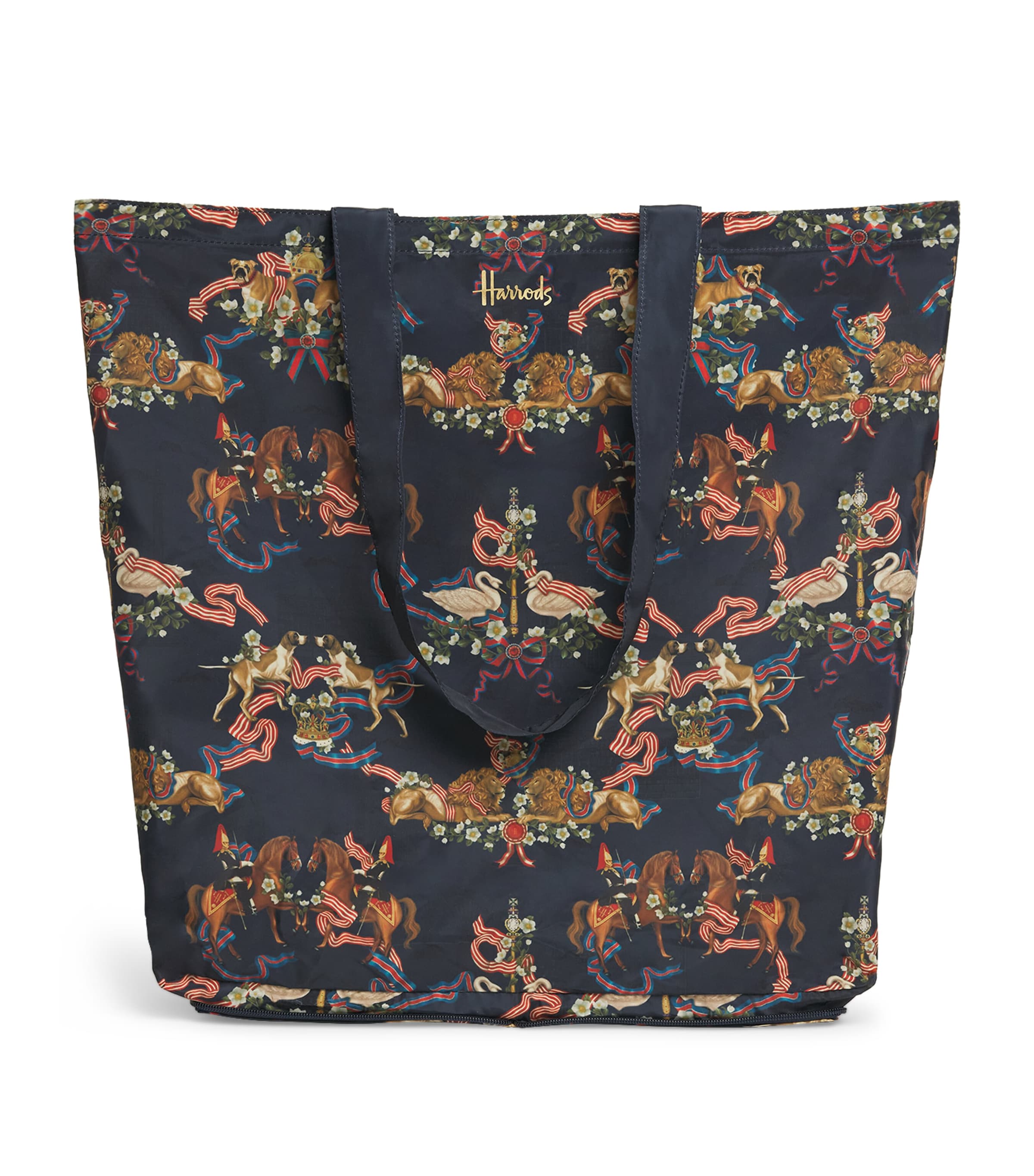 Harrods Great British Pocket Shopper Bag Navy Image 1