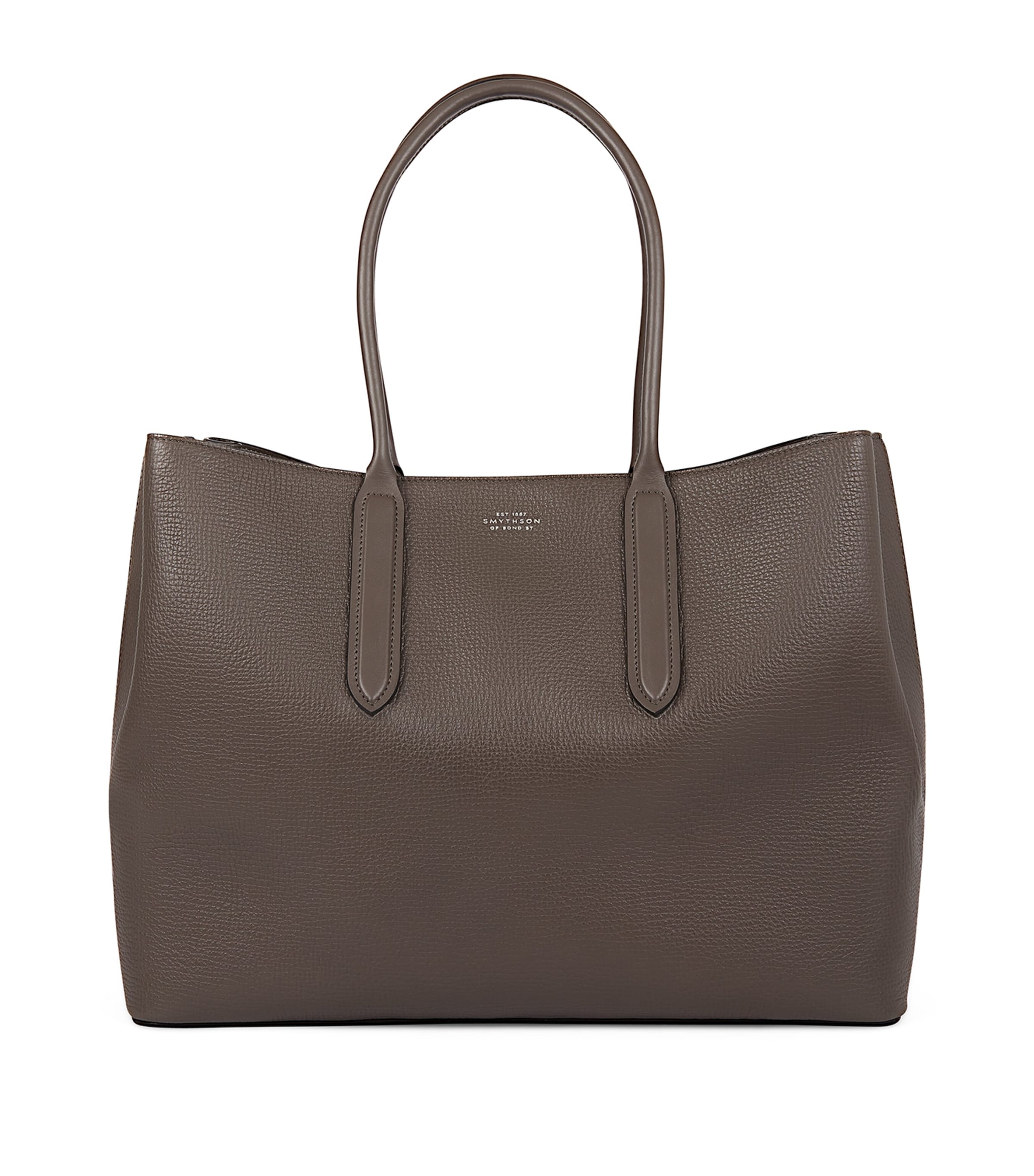 Smythson Day Tote Bag With Zip In Ludlow In Brown