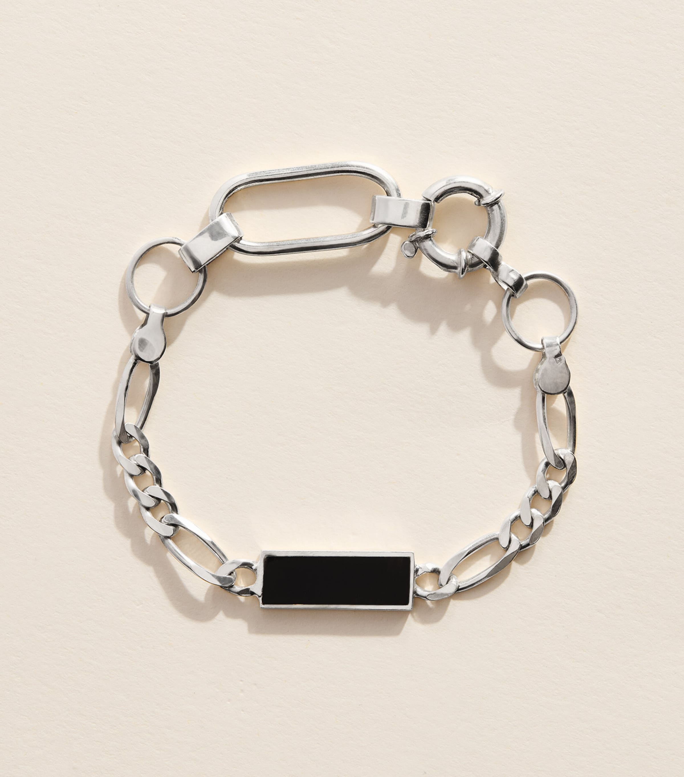 FYR Sterling Silver and Onyx Brother Bracelet Silver