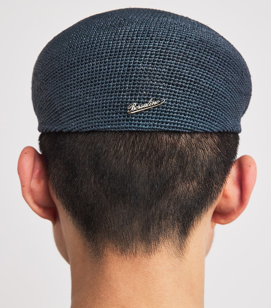 Borsalino Raffia Miami Flat Beret Navy Pin Oro Image 2