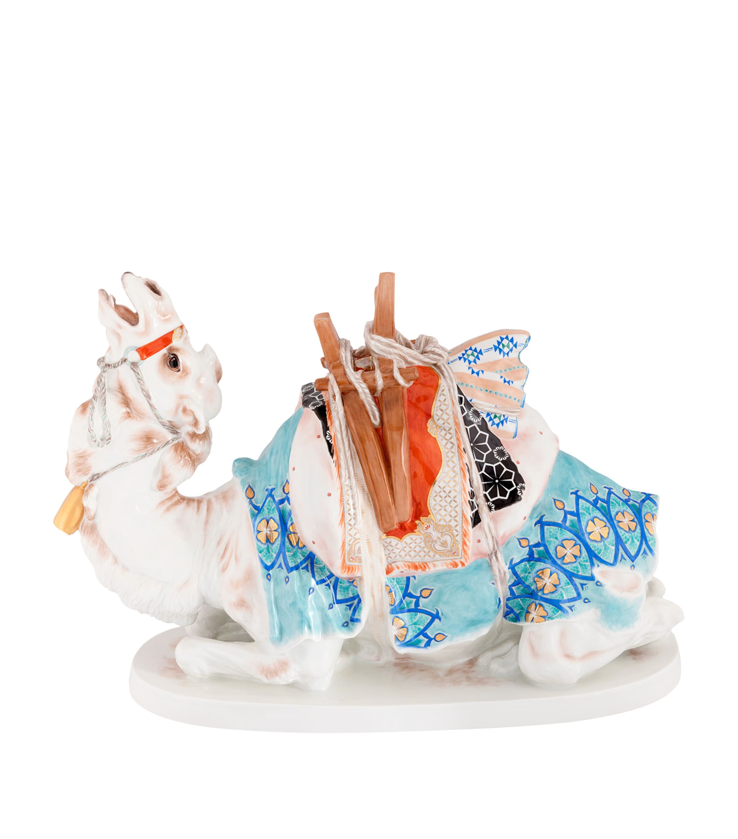 Meissen Gold-Trim Porcelain Freight Camel Lying (49cm) White Image 1