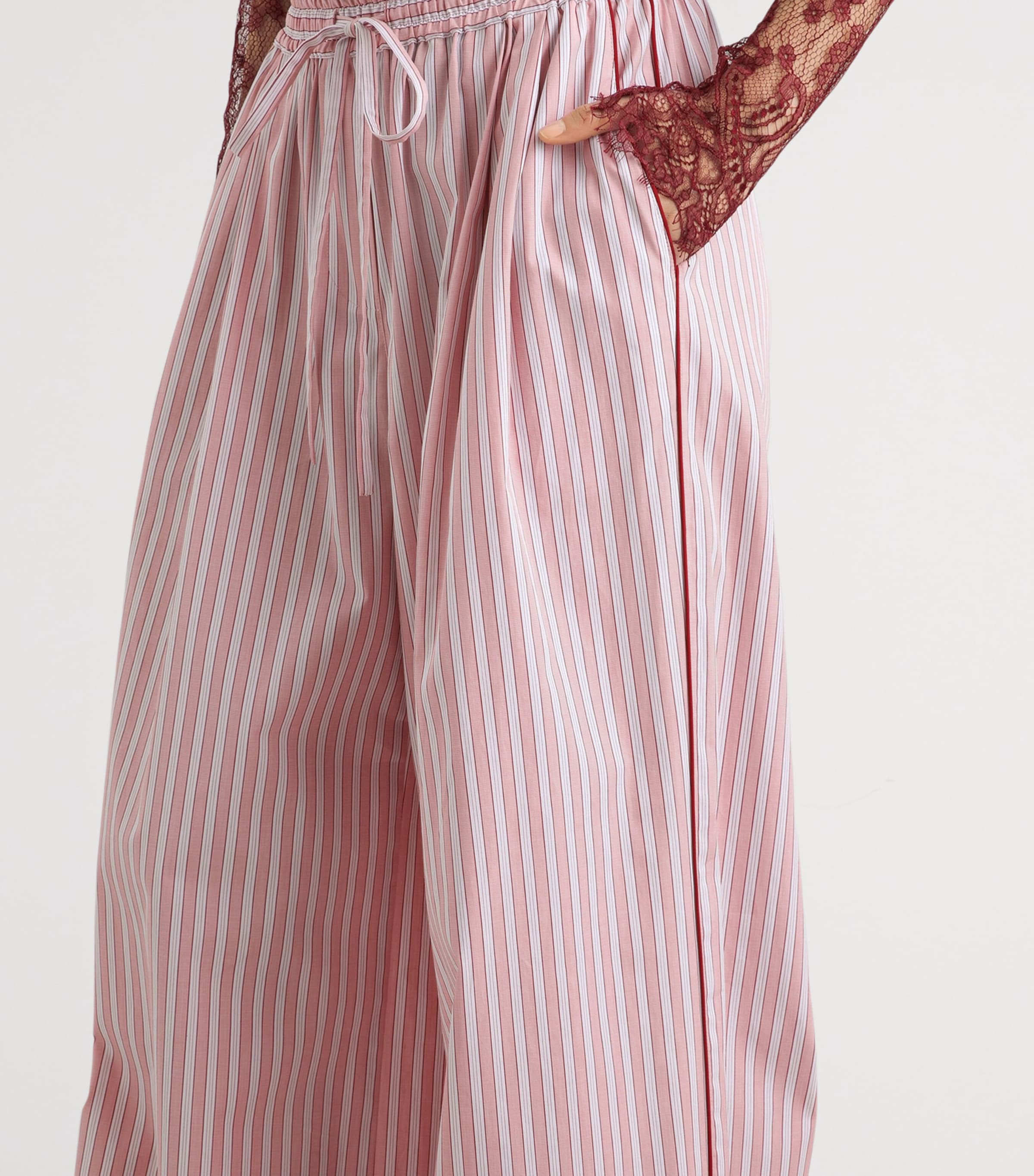 Dolce&Gabbana Womens Cotton-Silk Stripe Trousers Stri Image 4