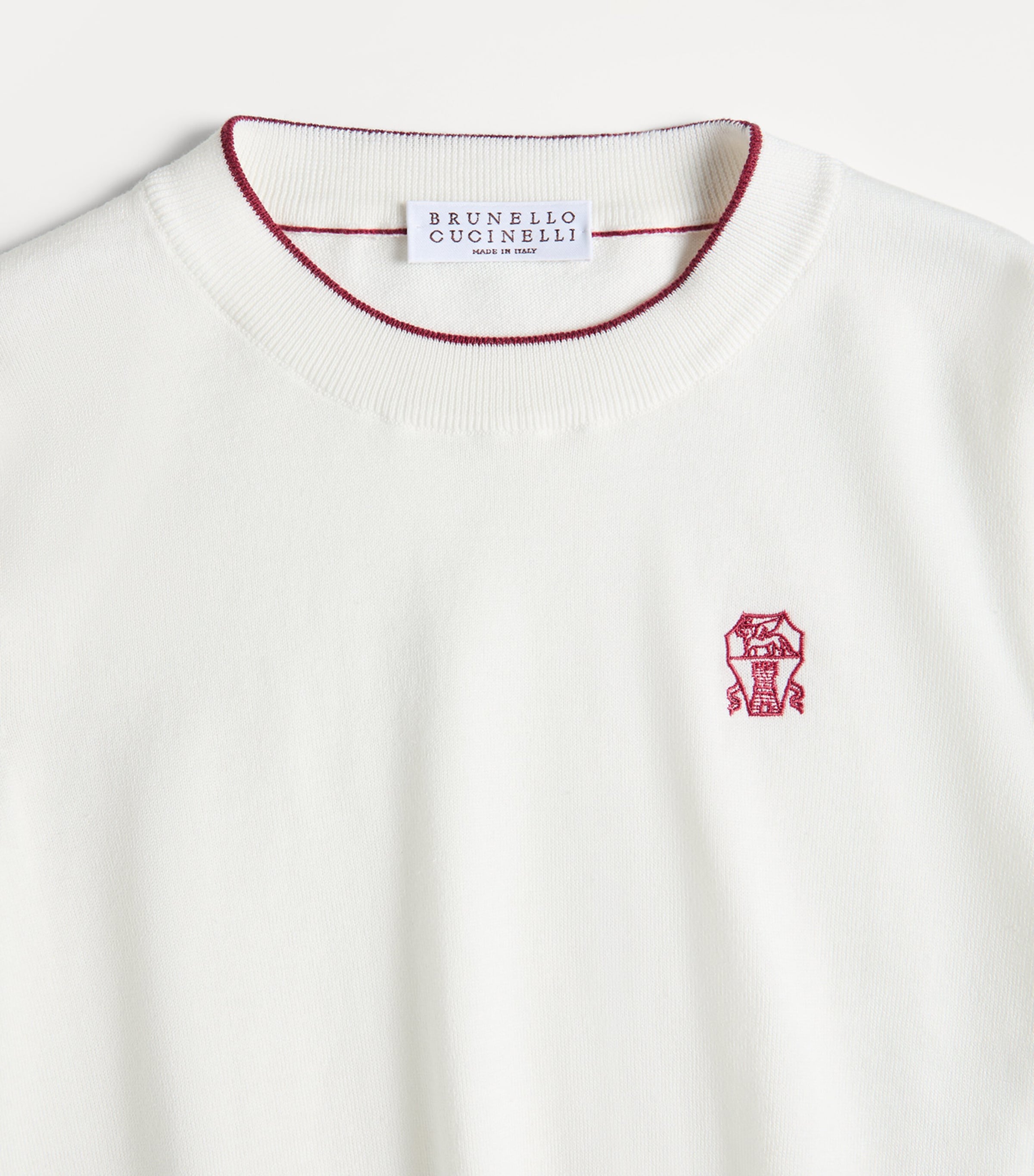Brunello Cucinelli Kids White Cotton Logo Short-Sleeve Sweater (4
