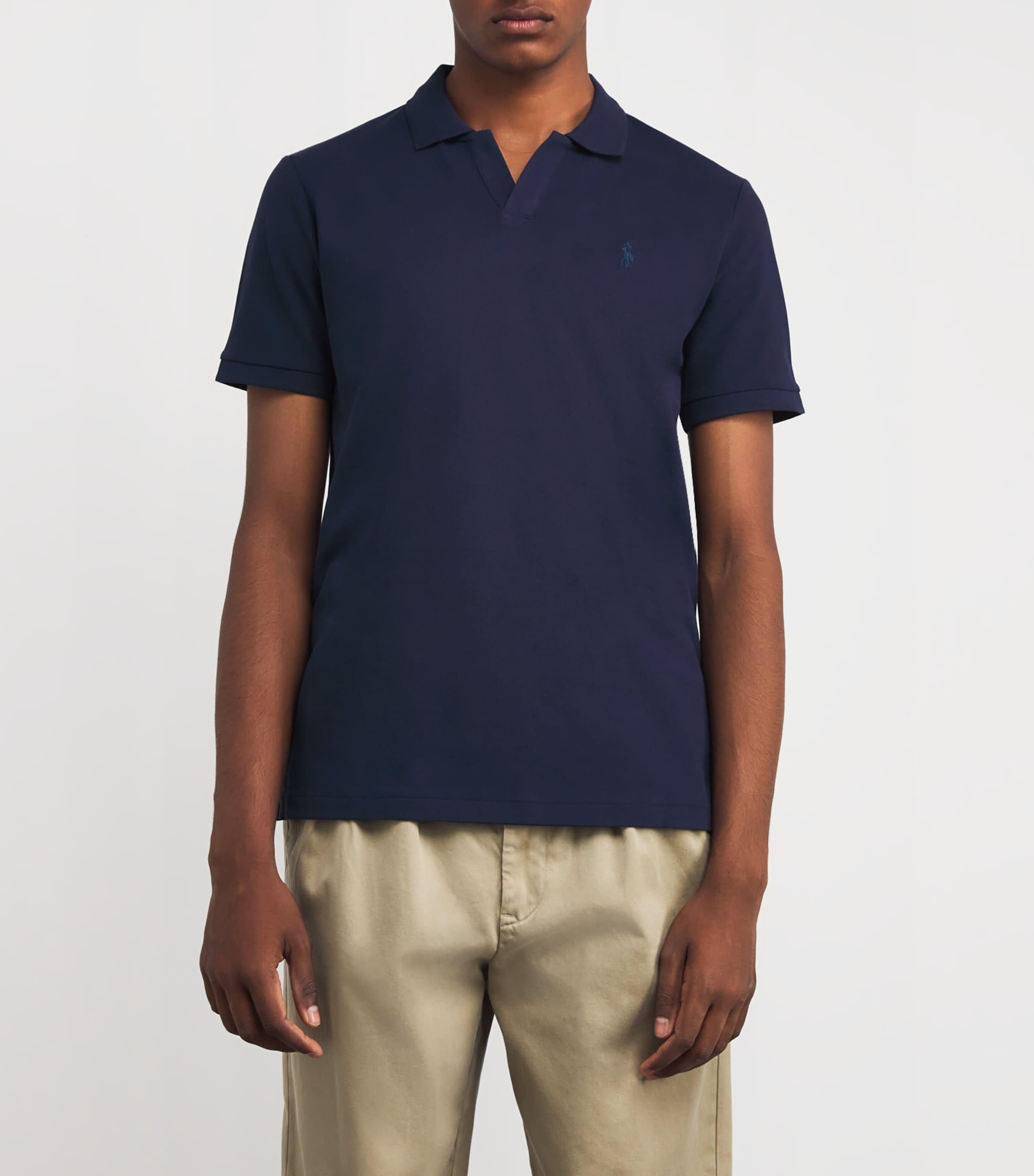 Stretch Cotton Custom-Fit Polo Shirt NAVY Image 3