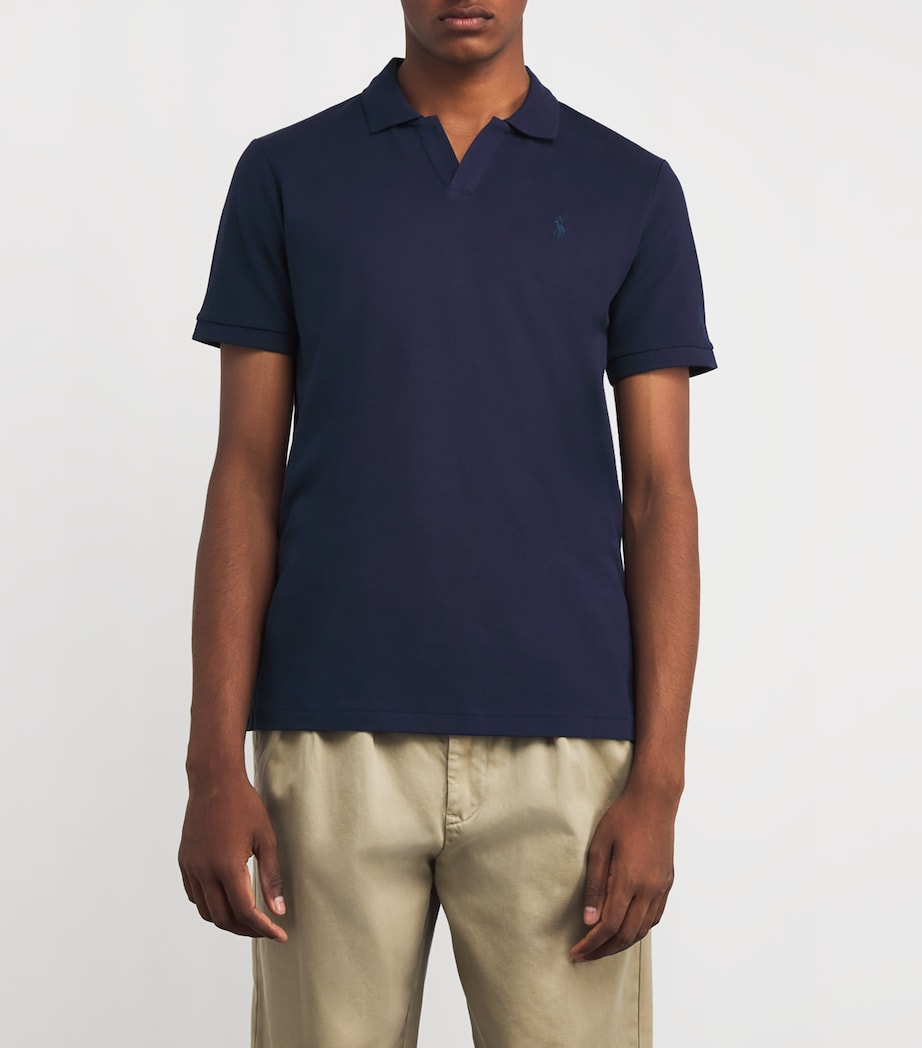 Stretch Cotton Custom-Fit Polo Shirt NAVY Image 3