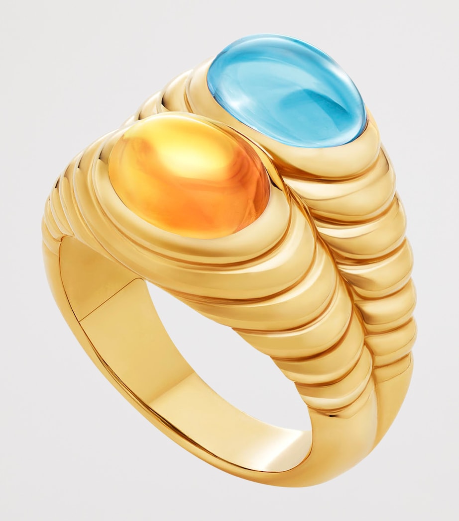Bvlgari Yellow Gold Topaz and Quartz Doppio Baccellato Ring Yellow Gold Image 5