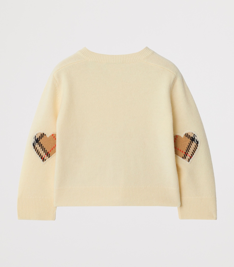 Wool-Cashmere Heart Check Cardigan (6-36 Months) IVORY Image 2