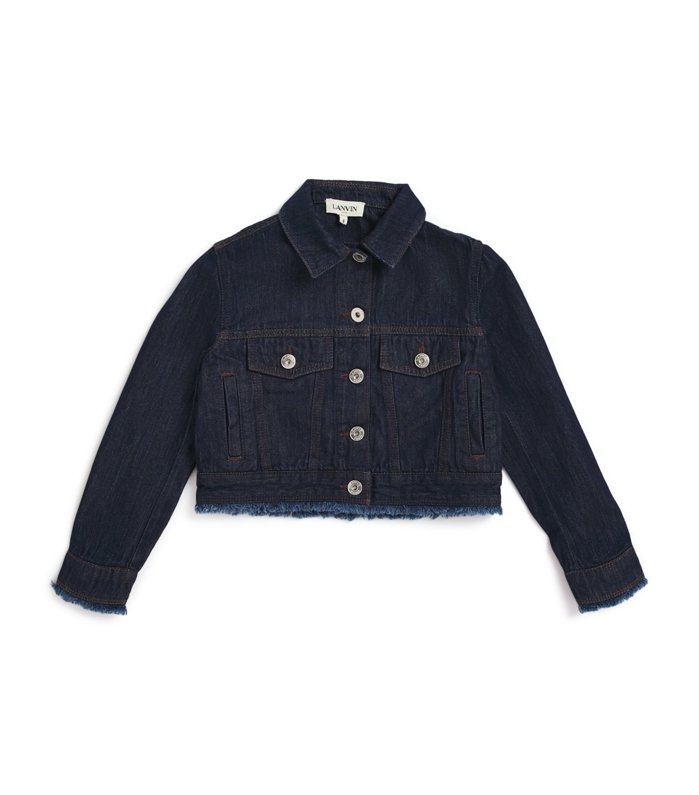 LANVIN ENFANT DENIM FRAYED-EDGE JACKET