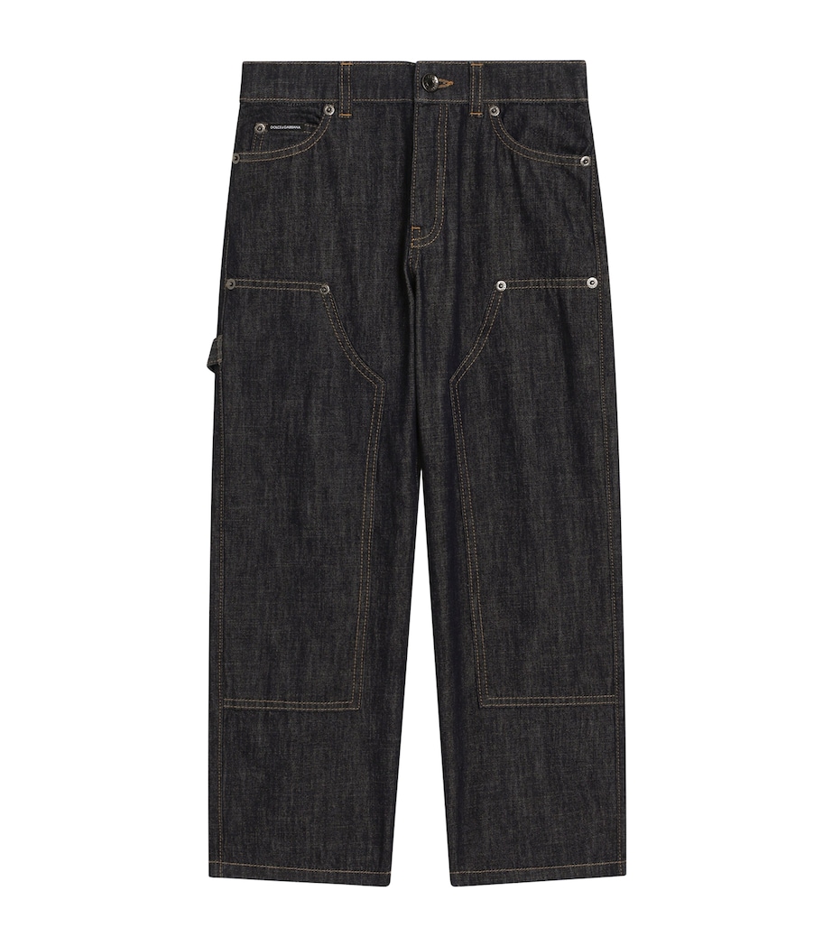 Cotton Pocket-Detail Jeans (8-12+ Years) S9000-COMBI COLOUR Image 1