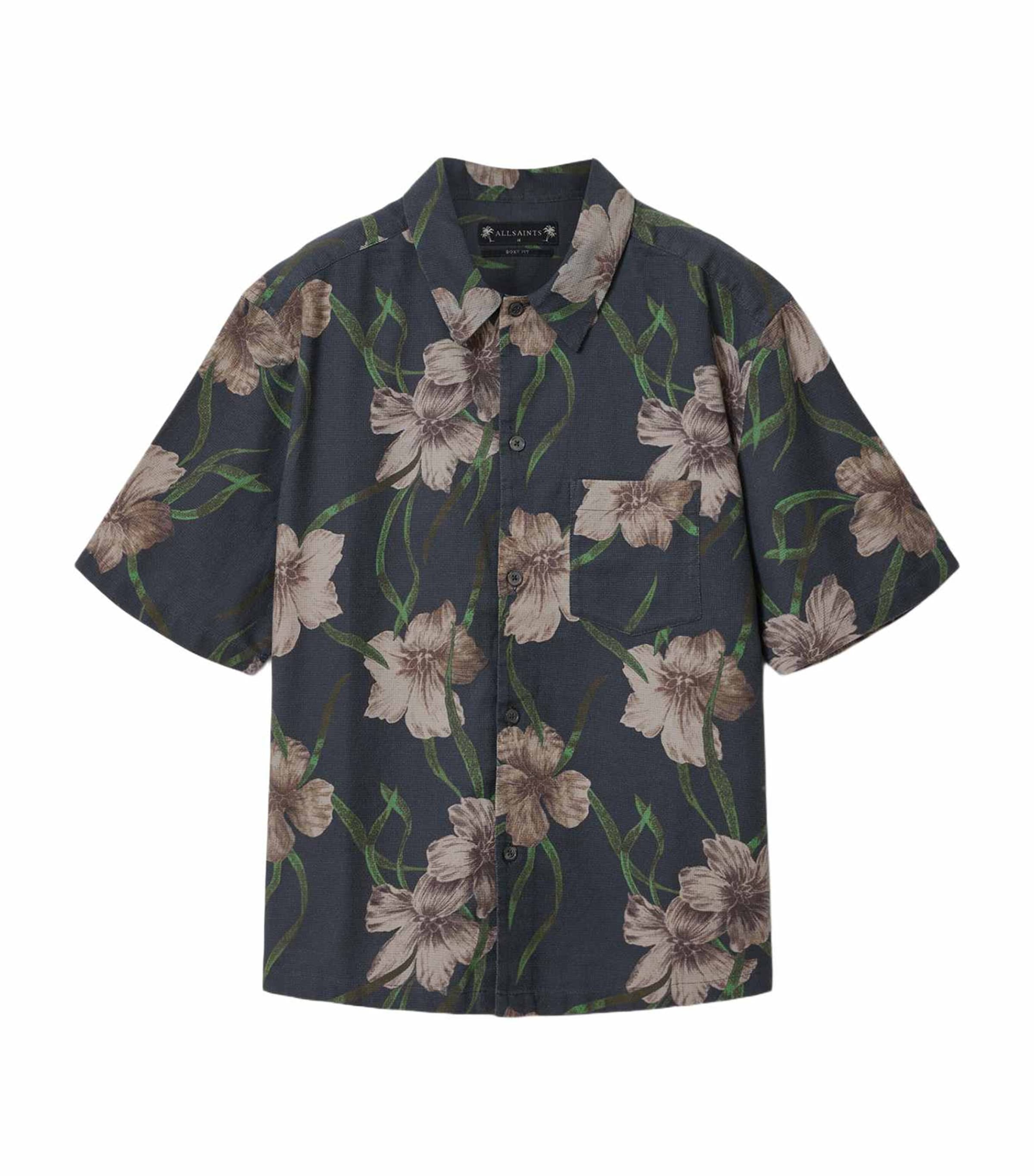 AllSaints Mens Floral Climber Shirt Jet Black Image 1