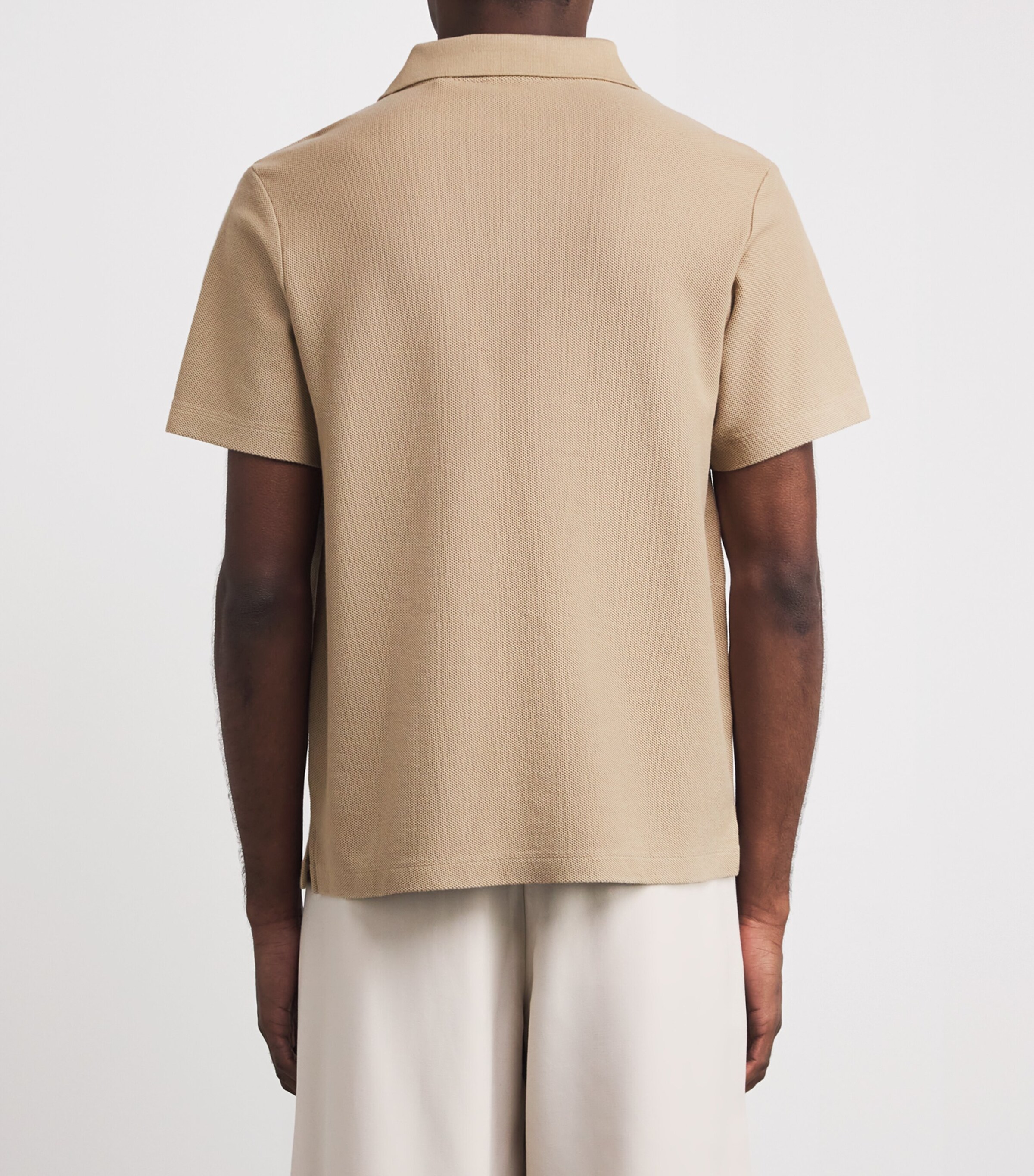FRAME Mens Cotton Piqué Polo Shirt Summer Beige Image 4