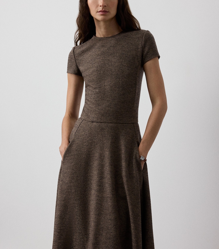 Wool Tick-Weave Margaret Midi Dress DARK BROWN/CAMEL Image 2