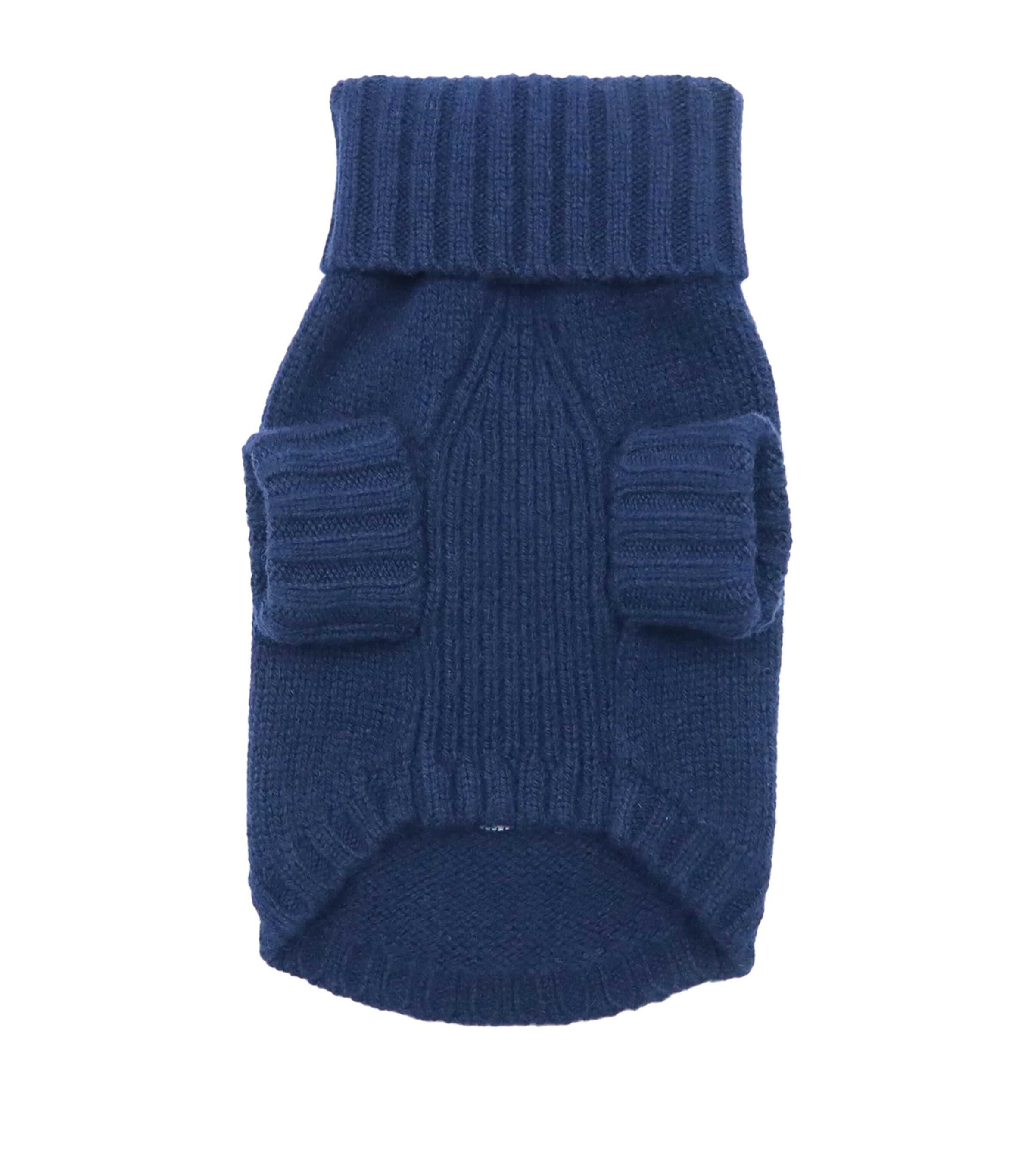 Wool-Cashmere Polo Bear Dog Sweater (XS) HUNTER NAVY Image 2