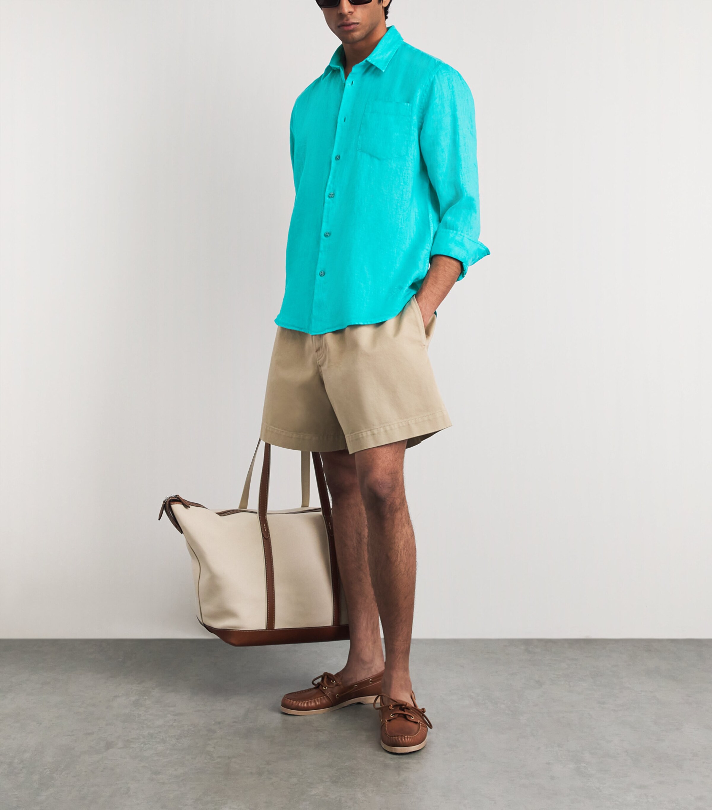 Vilebrequin Mens Linen Caroubis Shirt Vert Disco Image 2