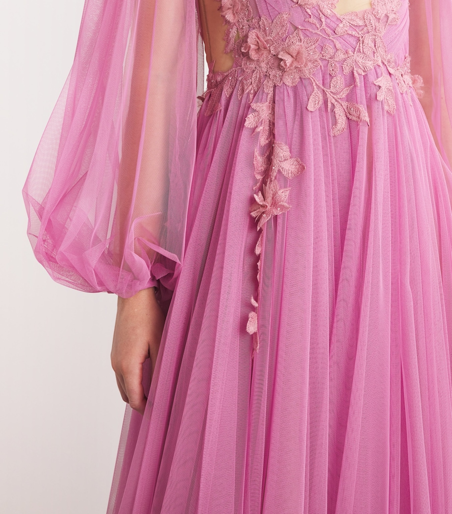 Marchesa Womens Grecian Tulle Gown Rose Image 6