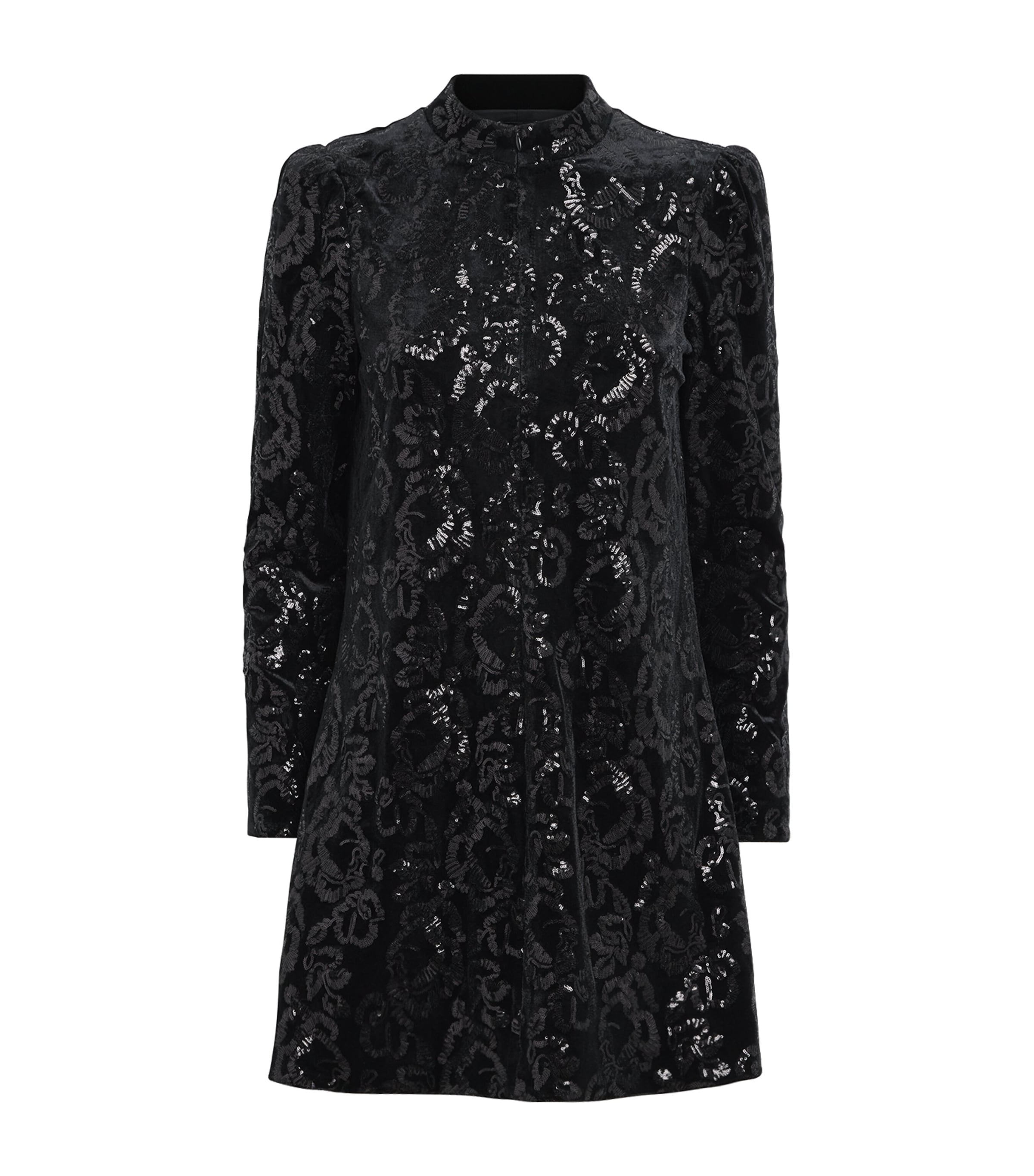 Me+em Velour Sequin Mini Dress In Black