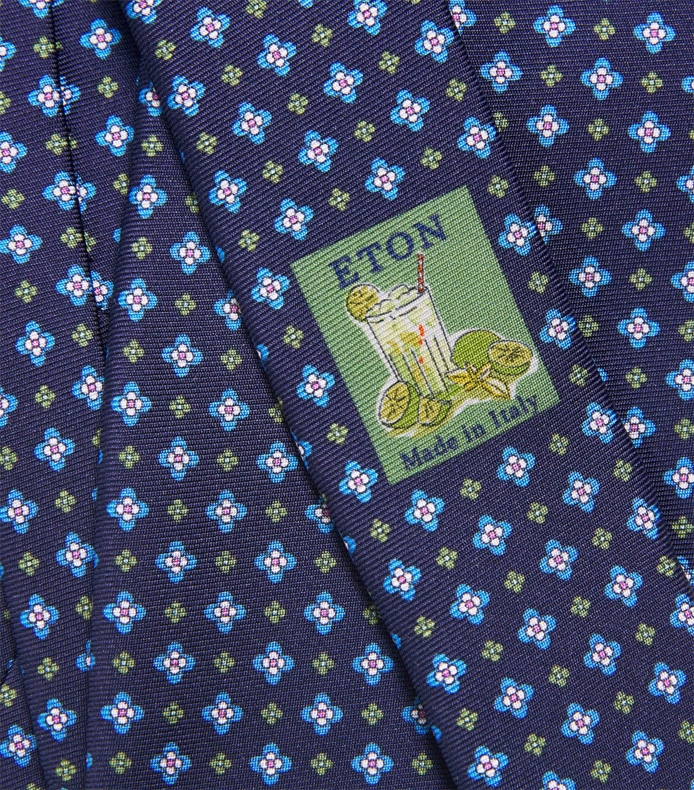 Silk Floral Tie NAVY BLUE Image 4