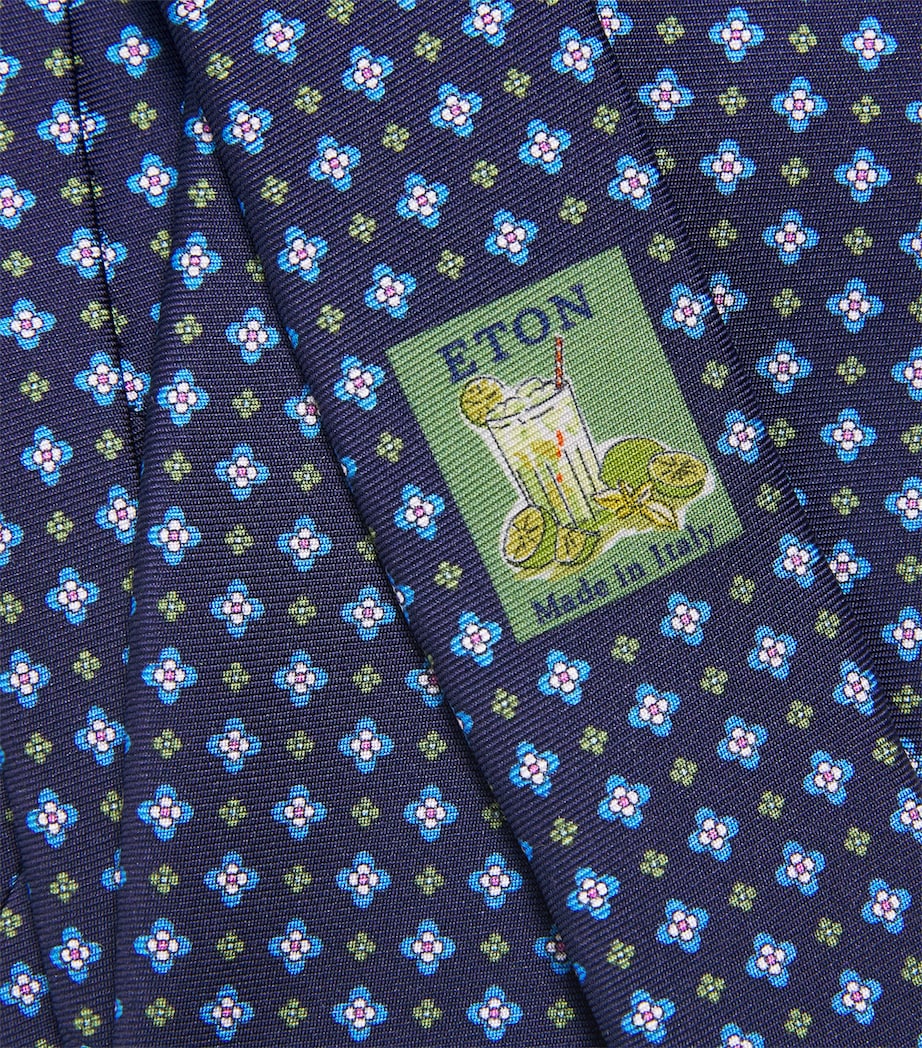 Silk Floral Tie NAVY BLUE Image 4