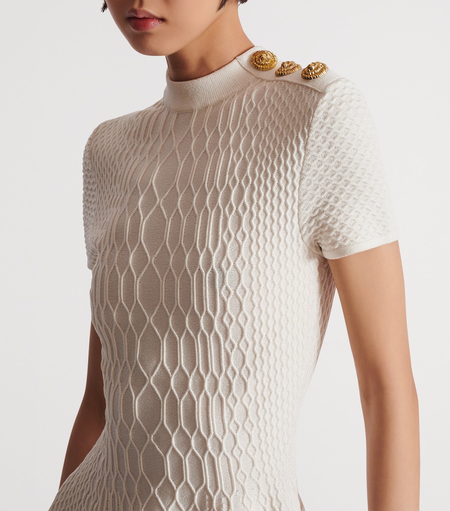 Geometric Jacquard Mini Dress 0KA NATUREL Image 6